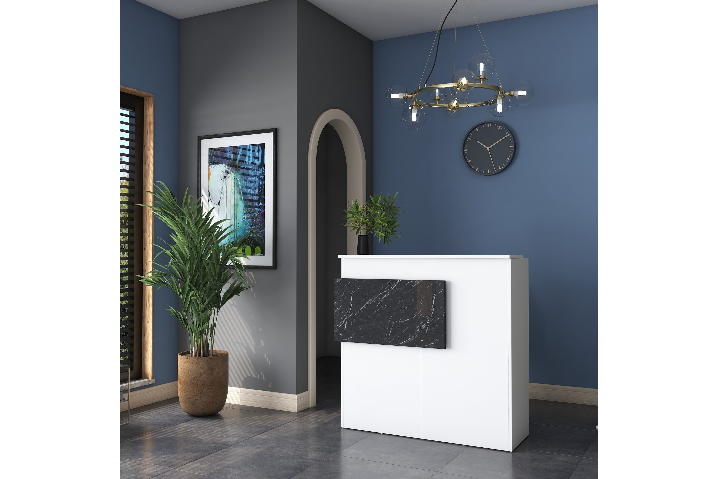 skrivbord naruto 110 cm - marmor/vit