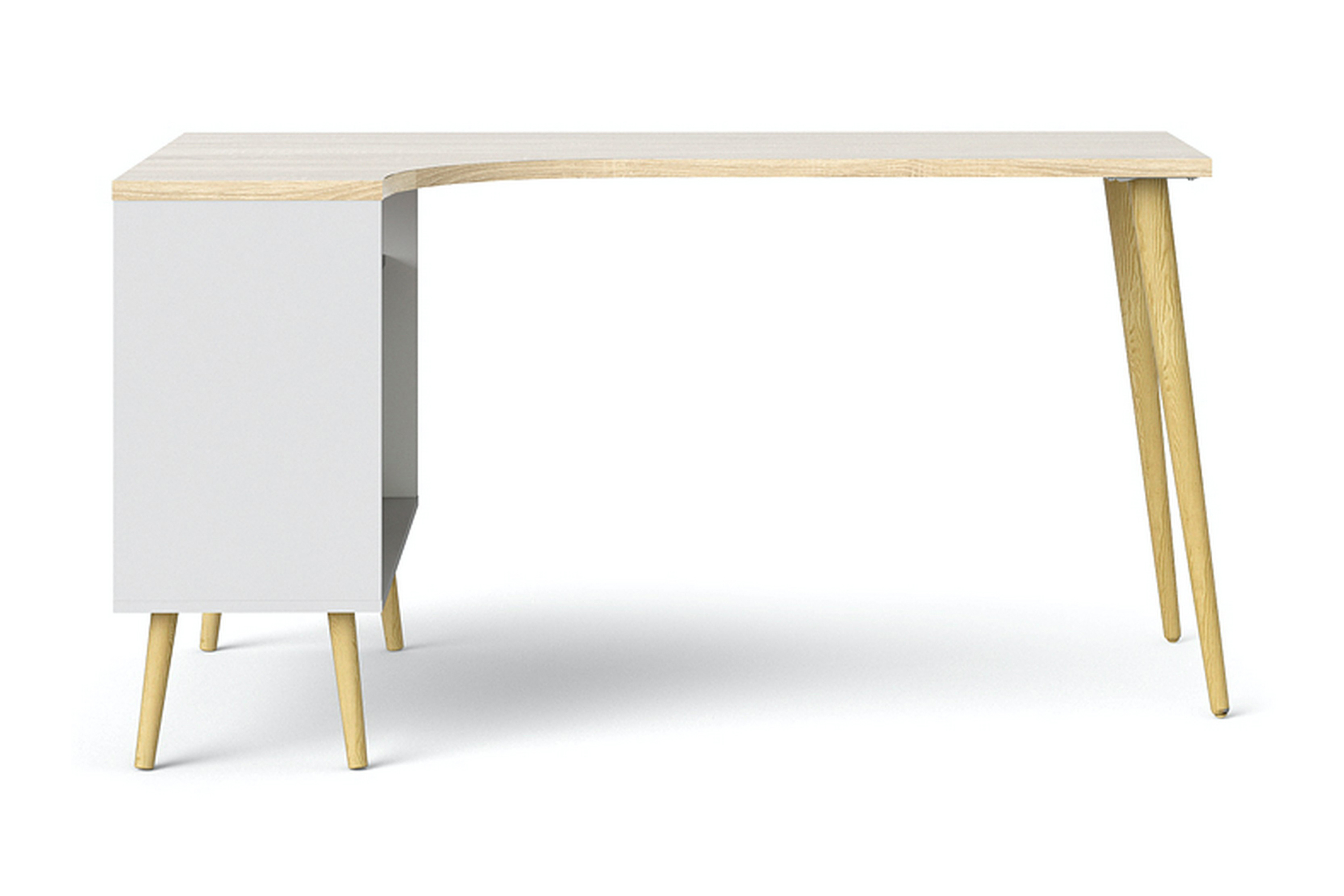 Skrivbord Vasiliki 145 cm med Förvaring Lådor Hyllor Vit/Natur