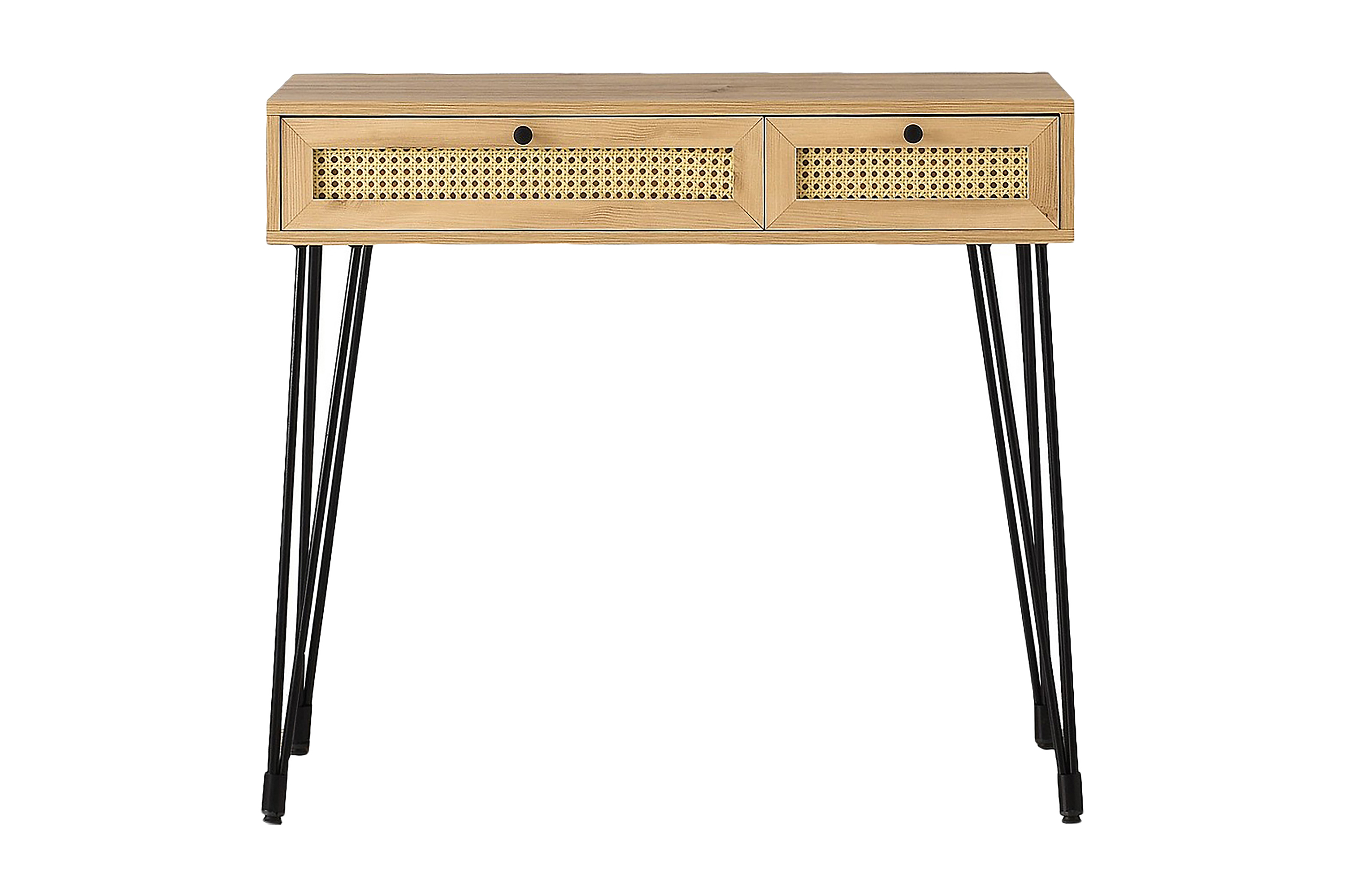 Skrivbord Vergale 105 cm med Förvaring 2 Lådor Natur/Svart