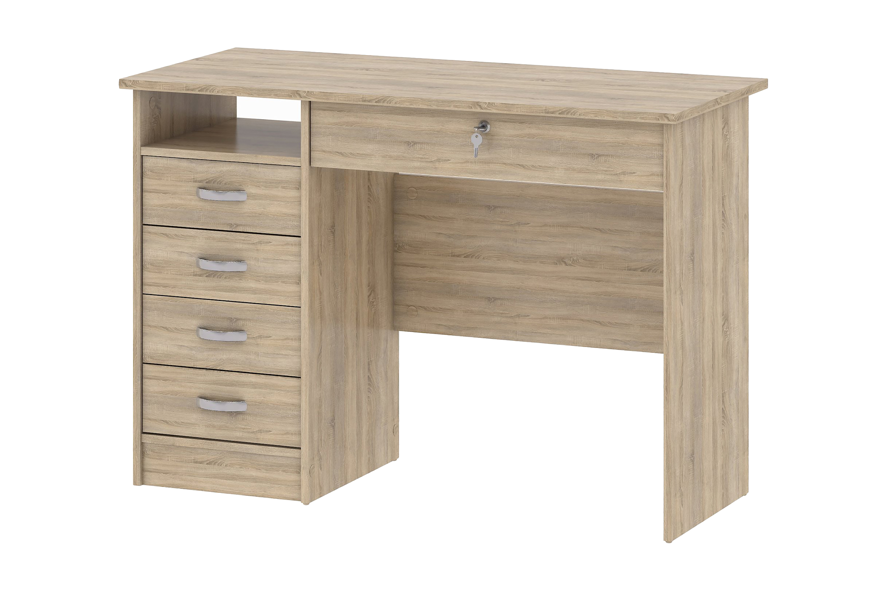 Skrivbord Praxia 109 cm med Förvaring Lådor Hylla Brun