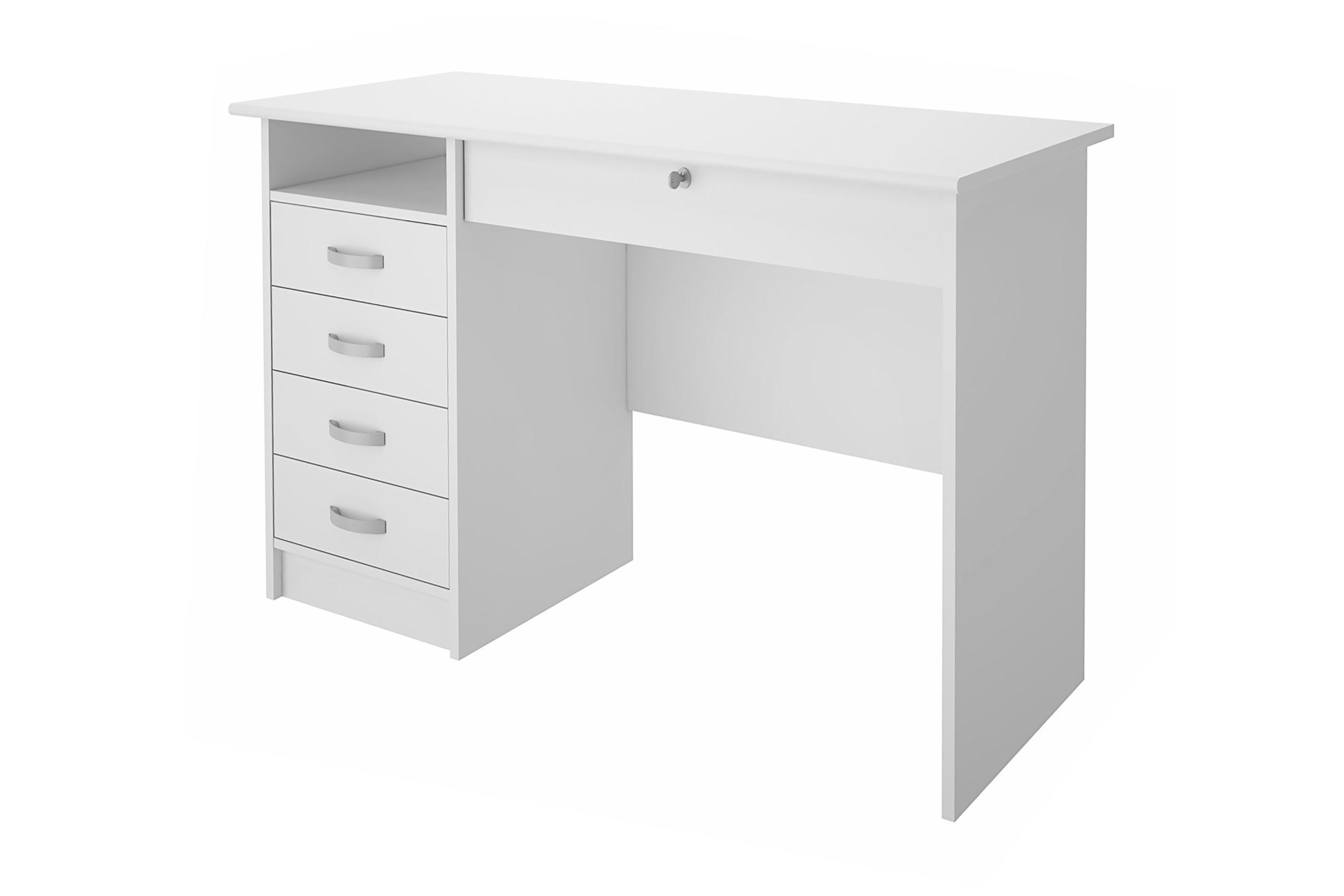 Skrivbord Praxia 109 cm med Förvaring Lådor Hylla Vit