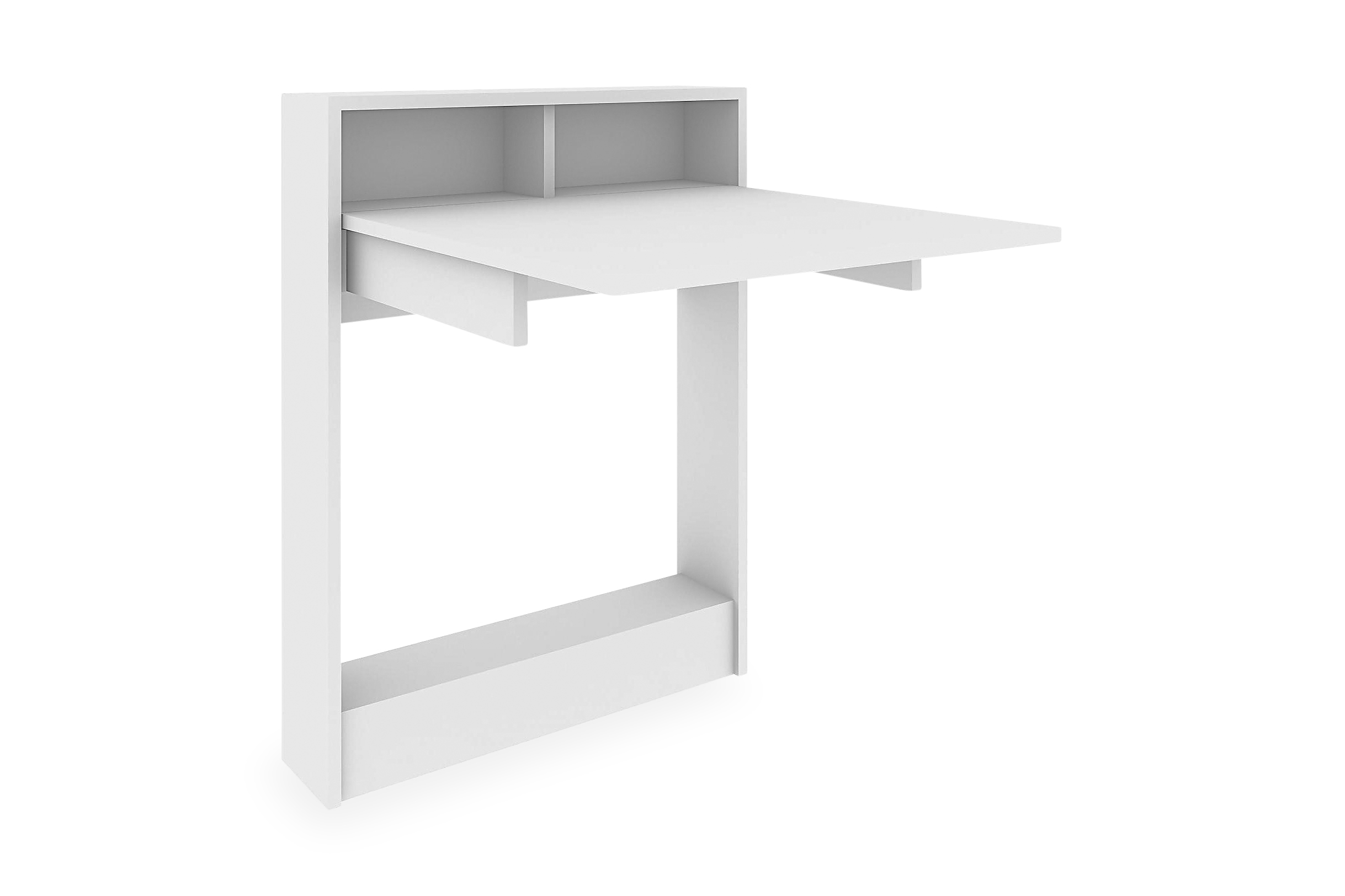 Väggskrivbord Lalenius 70 cm med Förvaring Hylla Utfällbart Vit