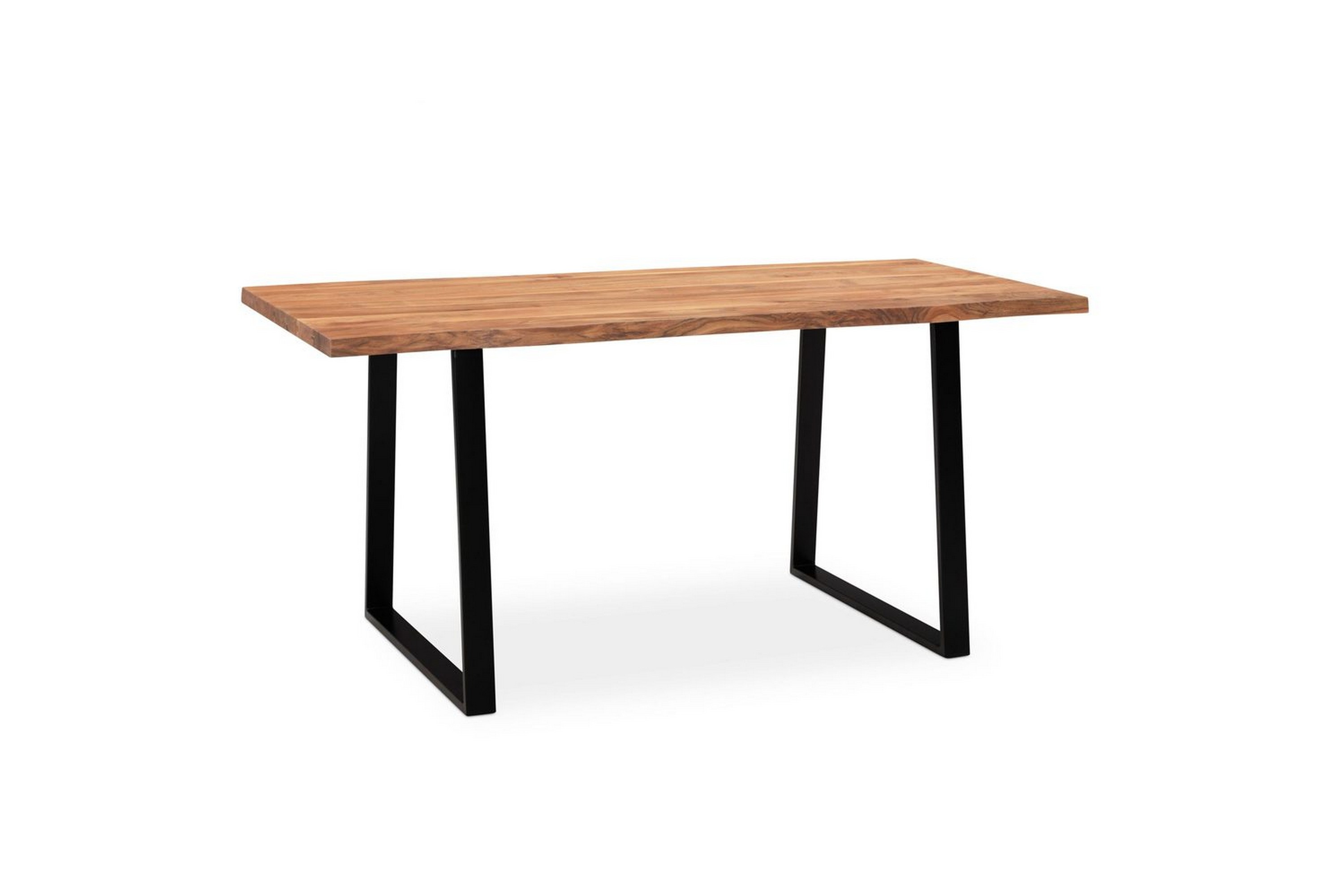 skrivbord wohnling massiv trä träd kant metallben lantlig stil svart, rak, 180x90 cm - svart, rak, 180x90 cm