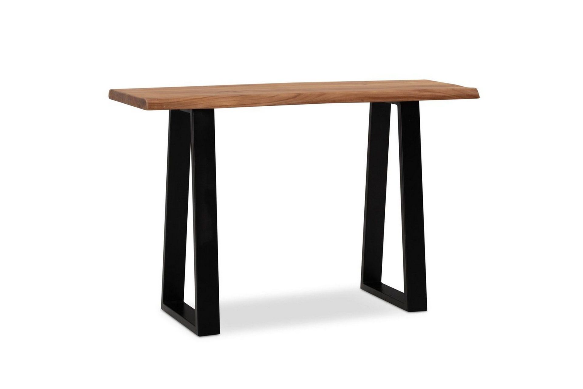 Skrivbord Wohnling Massivt tr&auml; med tr&auml;dkanter, metallram -