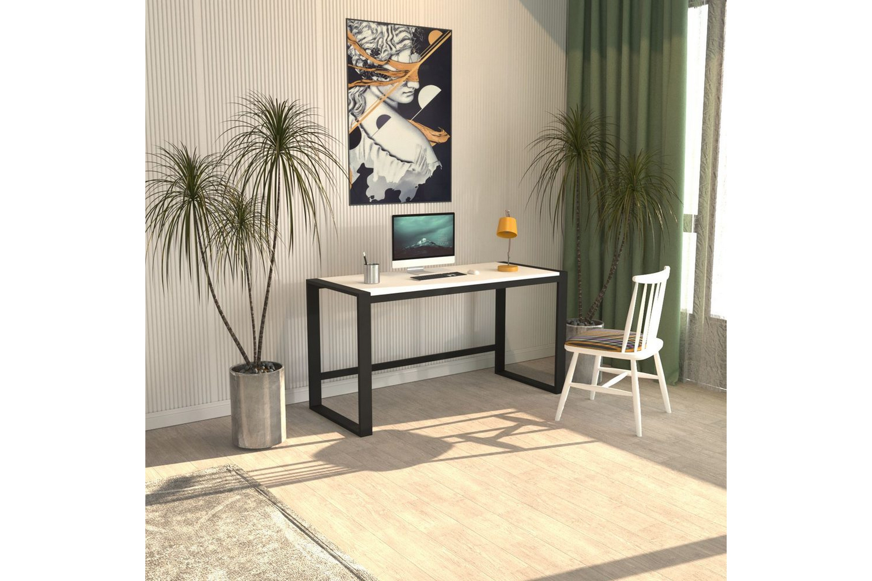 sorix skrivbord 55x122 cm - vit/svart