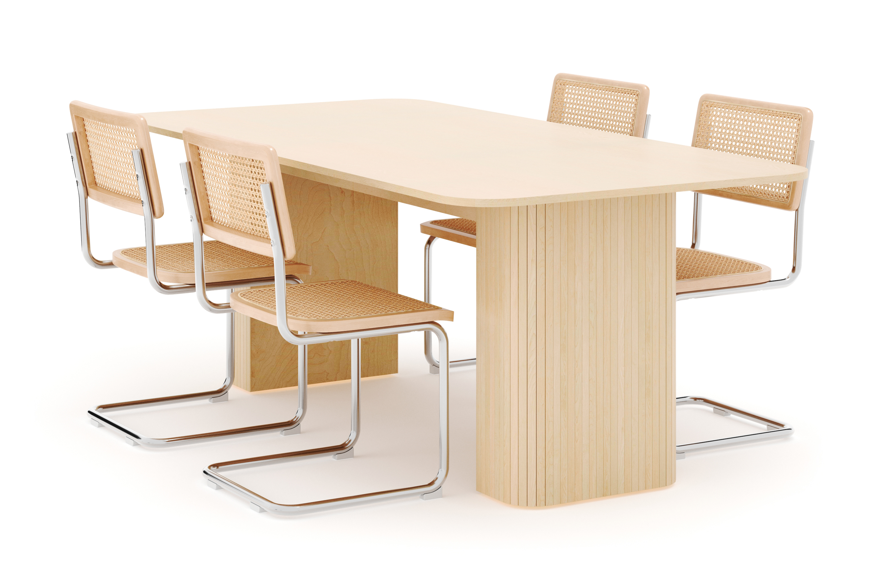 Kopparbo Matbord 200-260 cm Förlängningsbart med 4 st Build Matstolar Vit