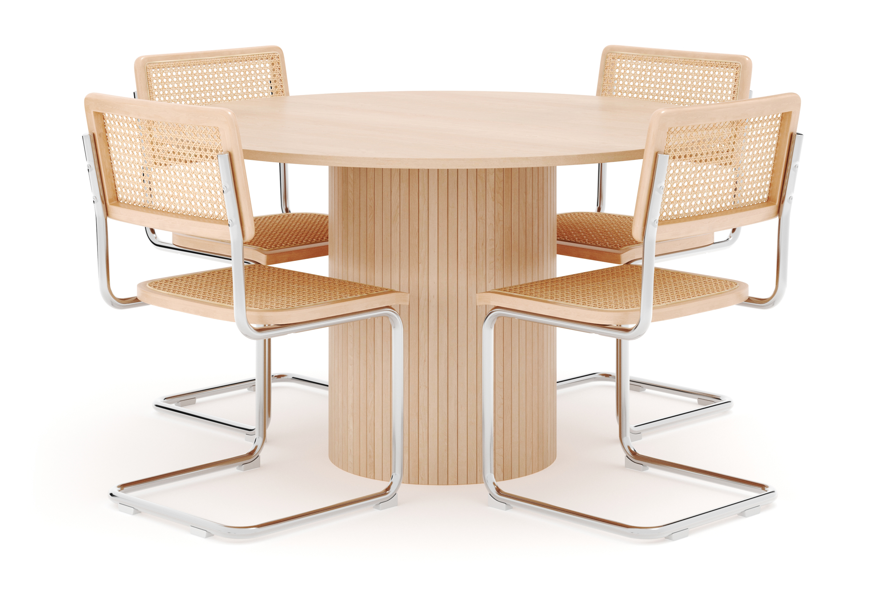 Kopparbo Matbord Runt 130 cm med 4 st Build Matstolar Beige