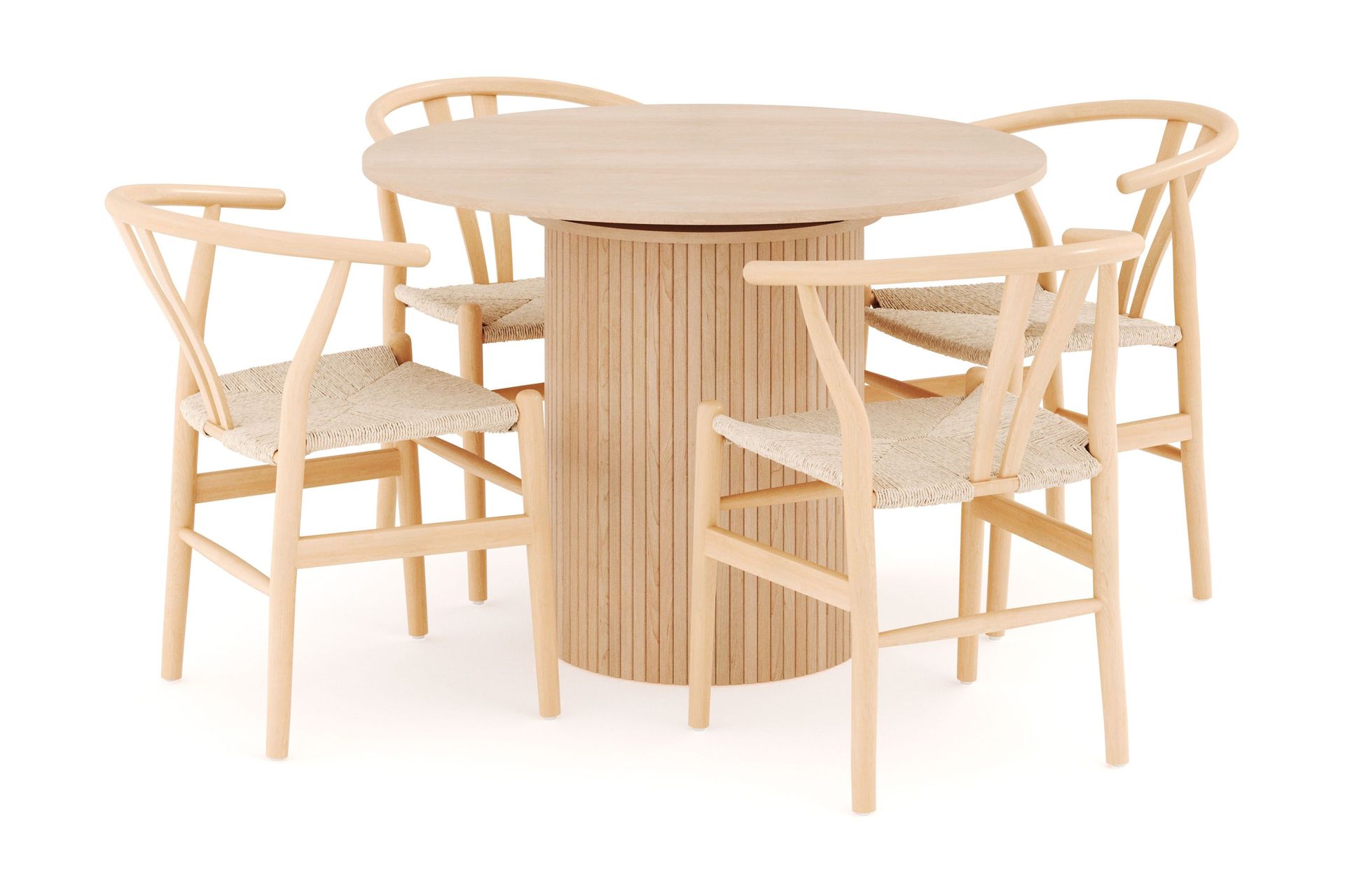 Kopparbo Matgrupp 106 cm Rund F&ouml;rl&auml;ngningsbart med 4 Dastoori Matstolar - Whitewash