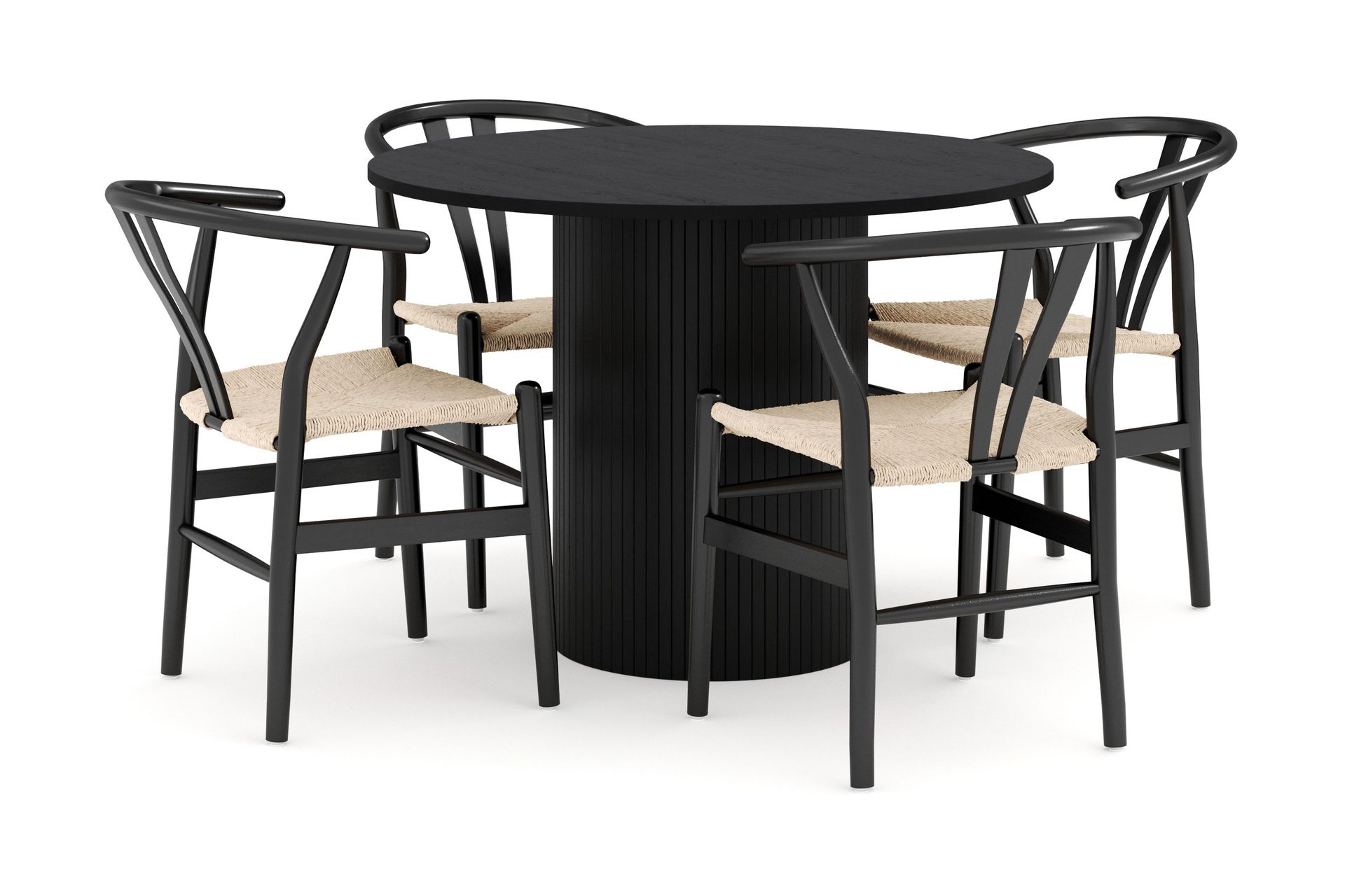 Kopparbo Matgrupp 106 cm Rund med 4 Dastoori Matstol - 2220067-4,2229318-1 - Svart