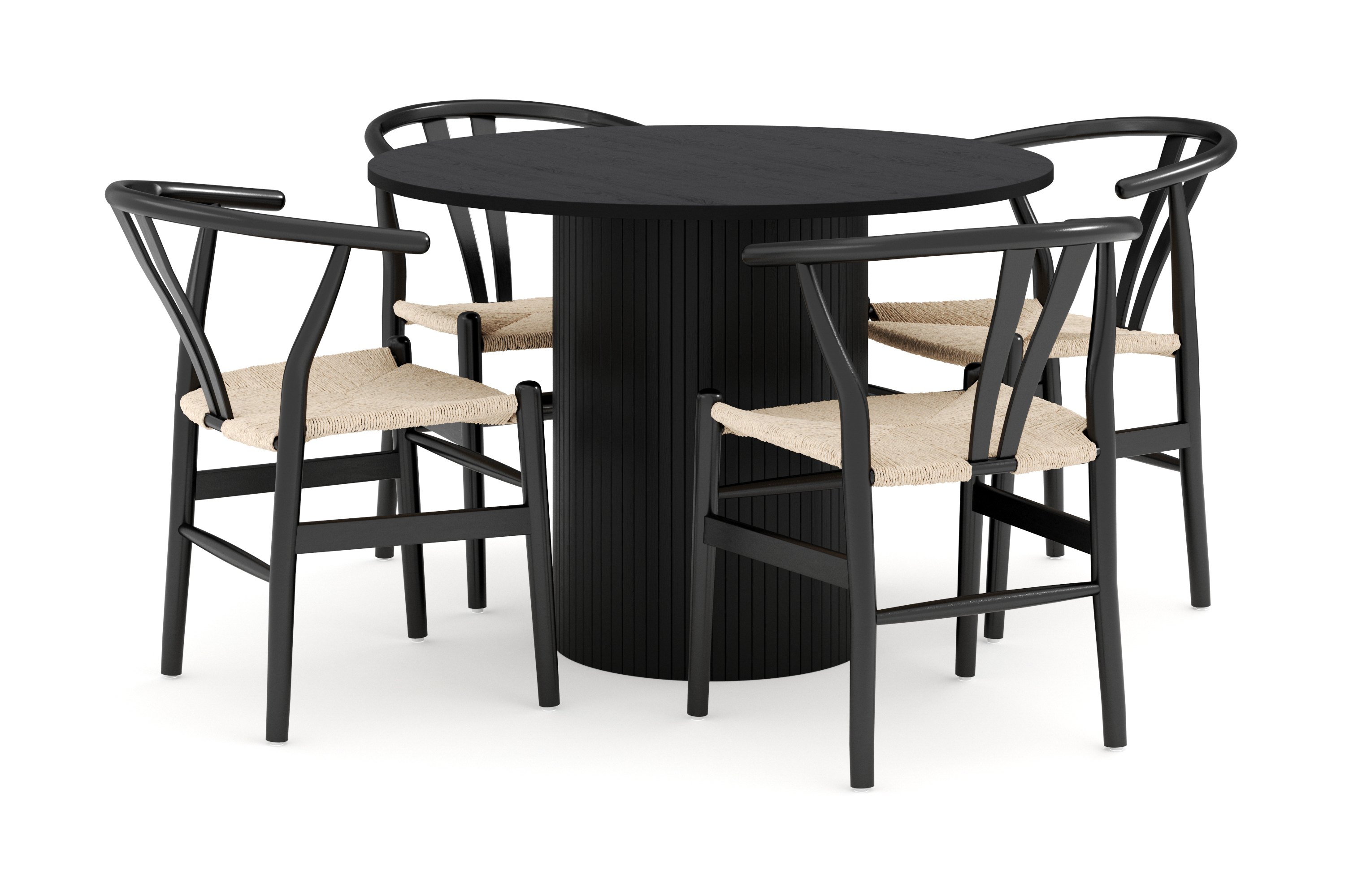 Kopparbo Matgrupp 106 cm Rund med 4 Dezuid Matstol Svart