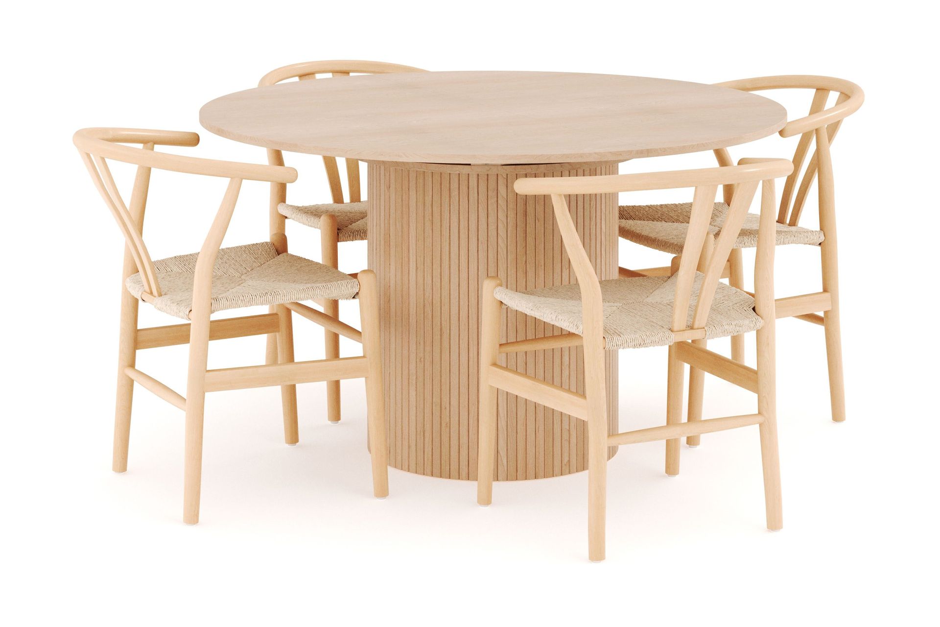 kopparbo matgrupp 130 cm rund förlängningsbart med 4 dastoori matstolar - whitewash