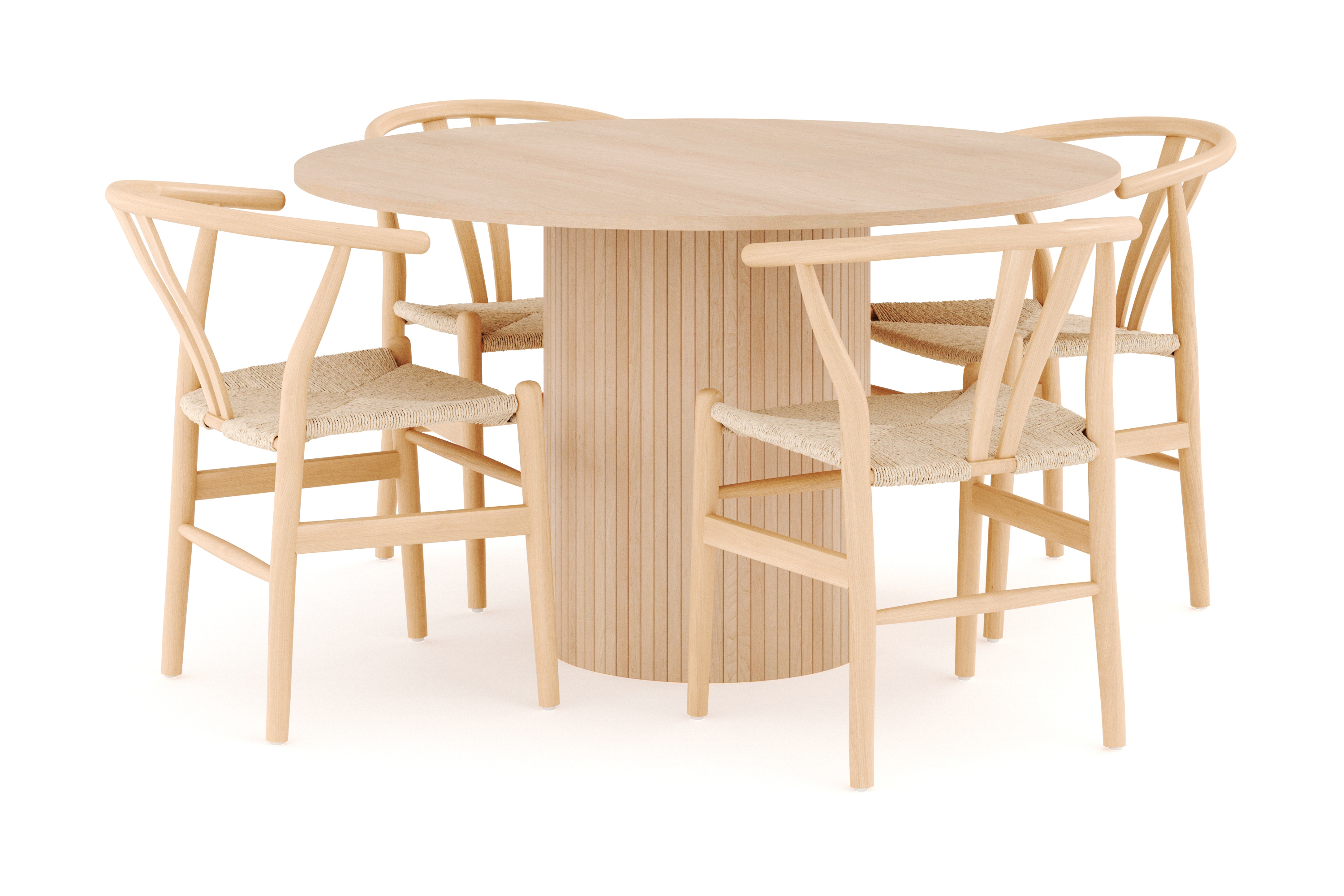 Kopparbo Matgrupp 130 cm Rund med 4 Dezuid Matstol Beige