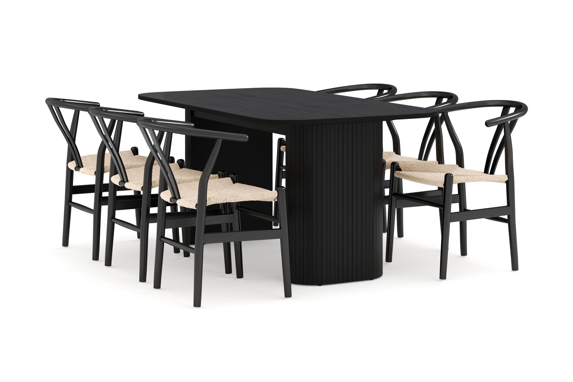 Kopparbo Matgrupp 160 cm med 6 Dastoori Matstol - 2220067-6,2229297-1 - Svart