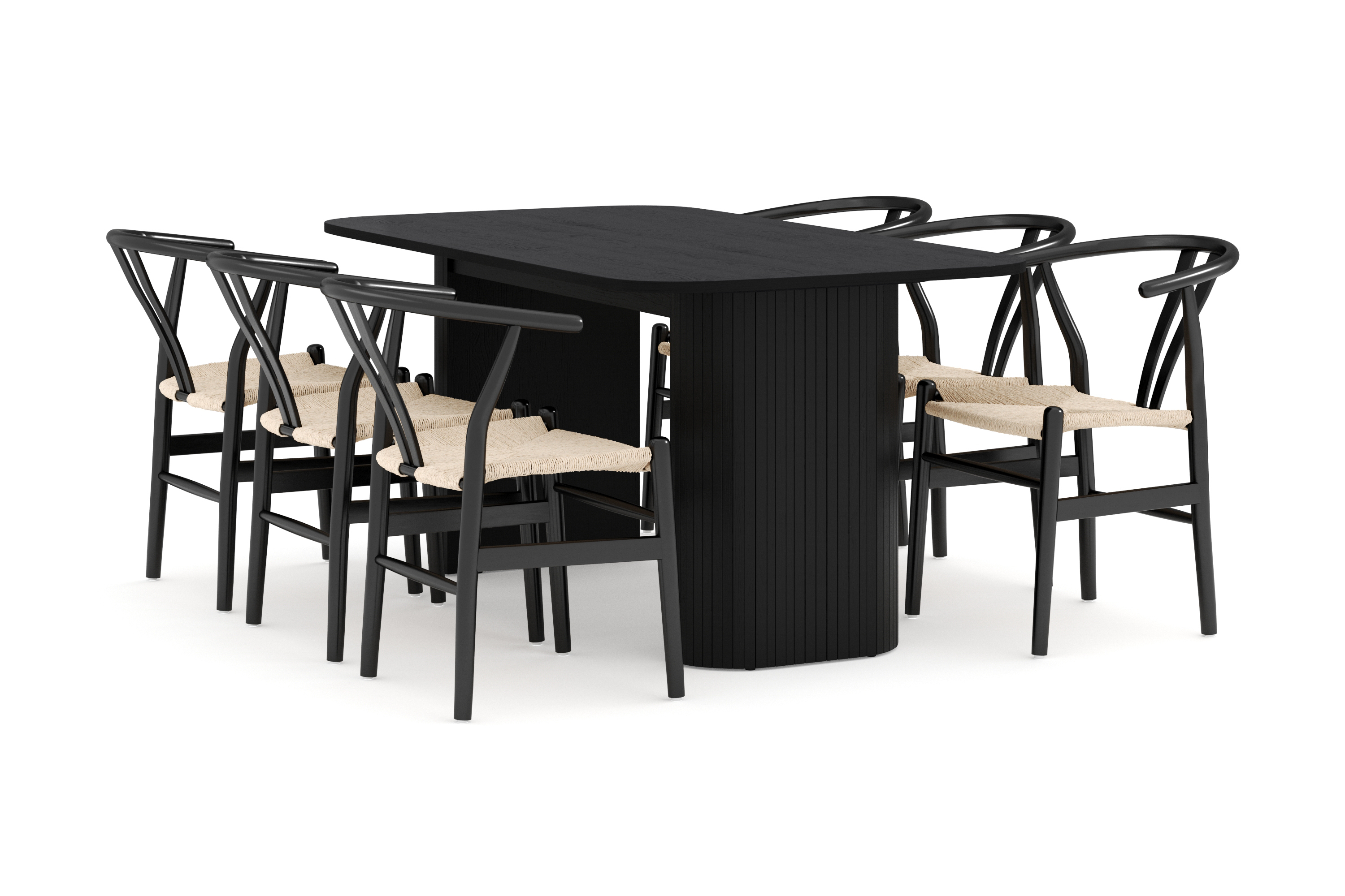Kopparbo Matgrupp 160 cm med 6 Dezuid Matstol Svart