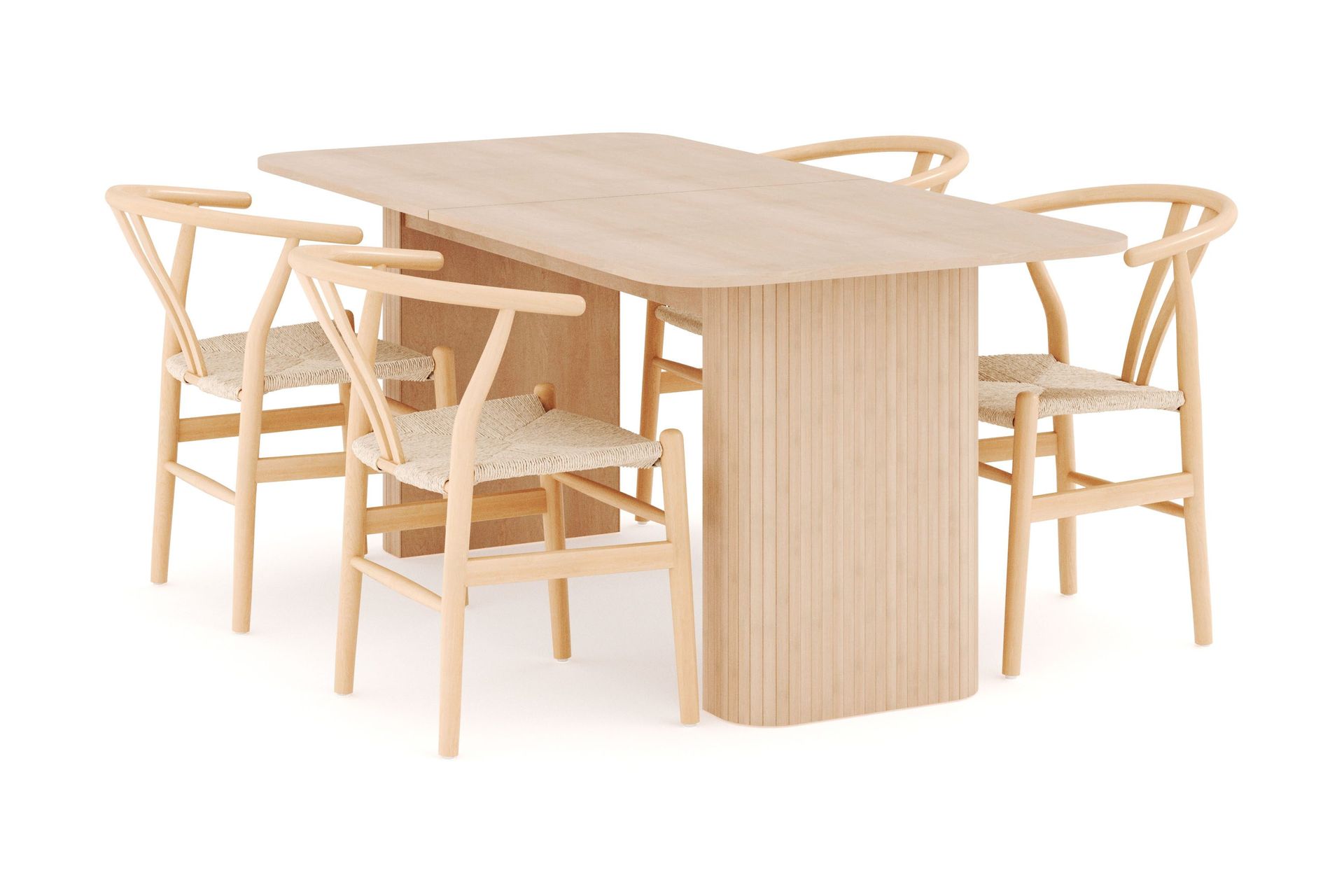 Kopparbo Matgrupp 180-240 cm F&ouml;rl&auml;ngningsbart med 4 Dastoori Matstolar - Whitewash