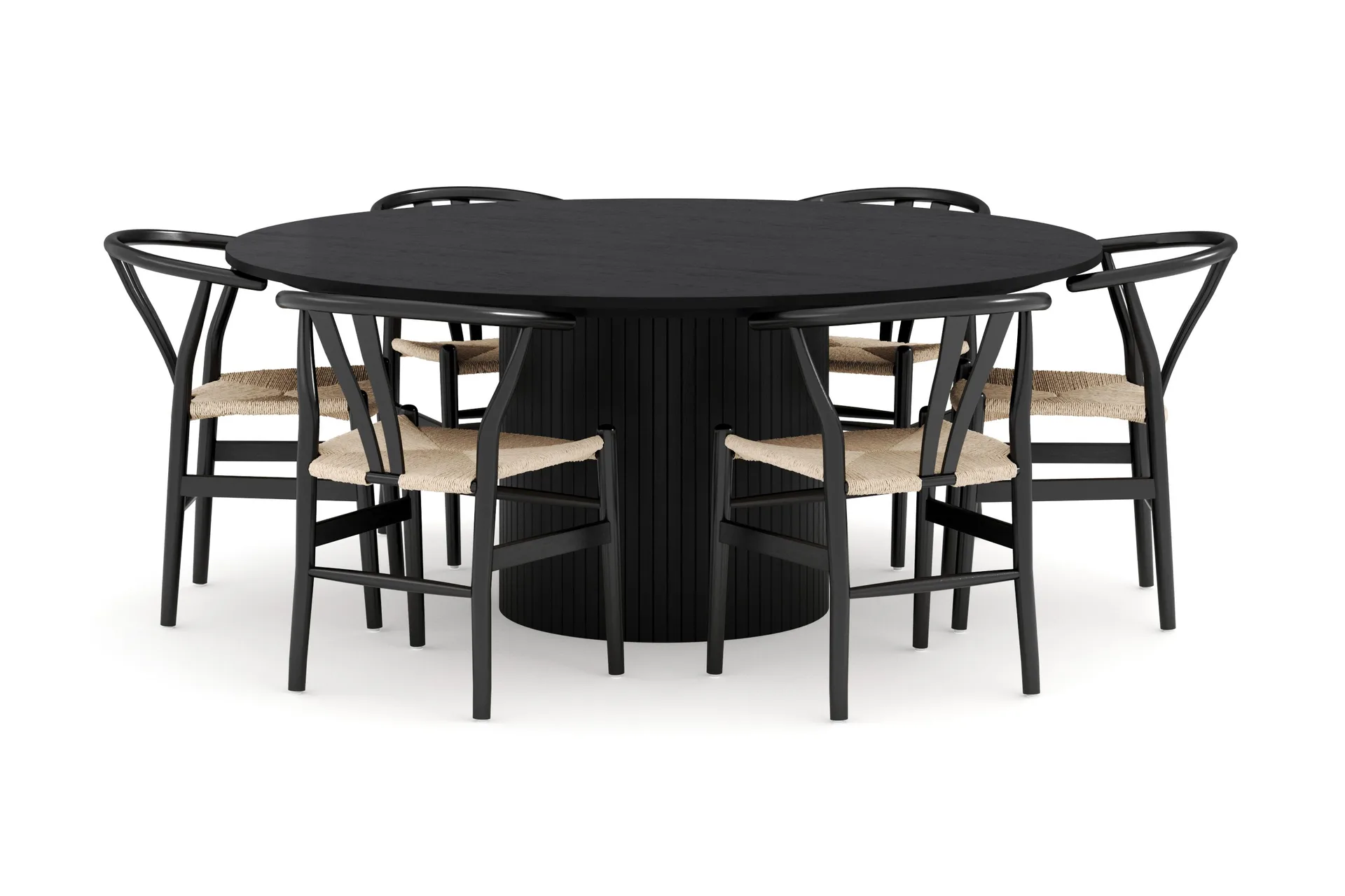 kopparbo matgrupp 180 cm med 6 dastoori matstol - 2220067-6,2223284-1 - svart