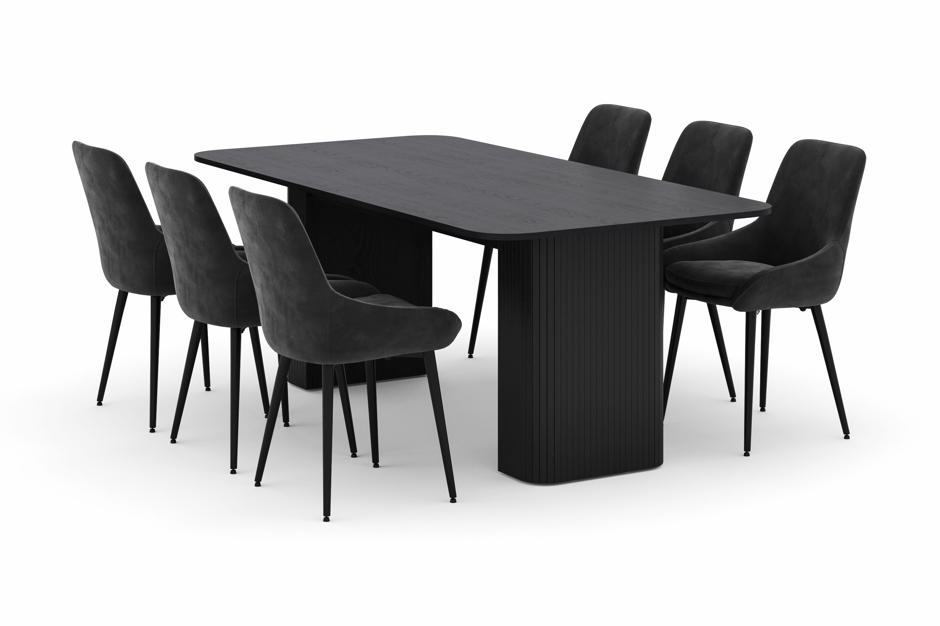 kopparbo matgrupp 200-206cm med 6 alsarp matstolar - svart