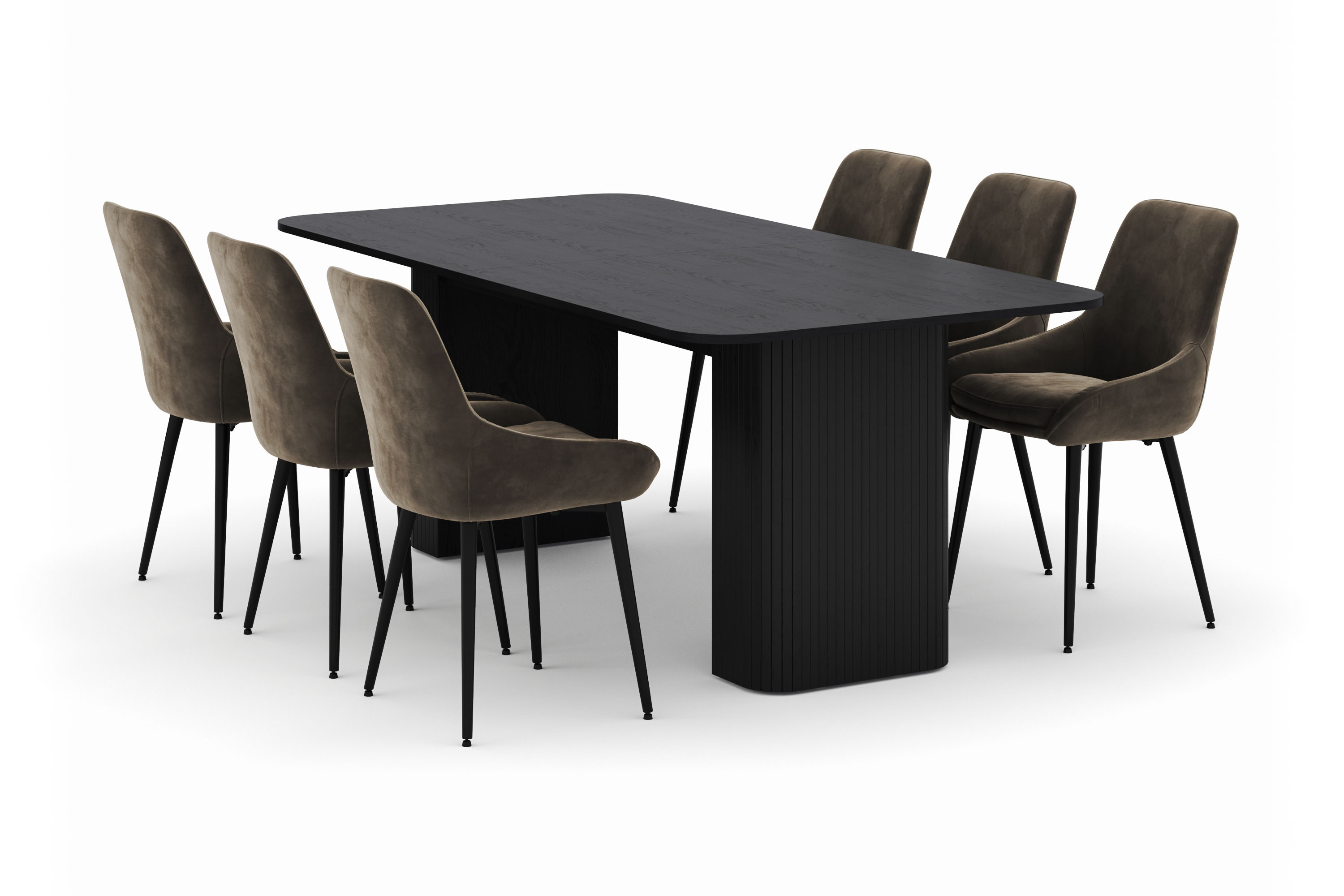 kopparbo matgrupp 200-206cm med 6 alsarp matstolar - svart