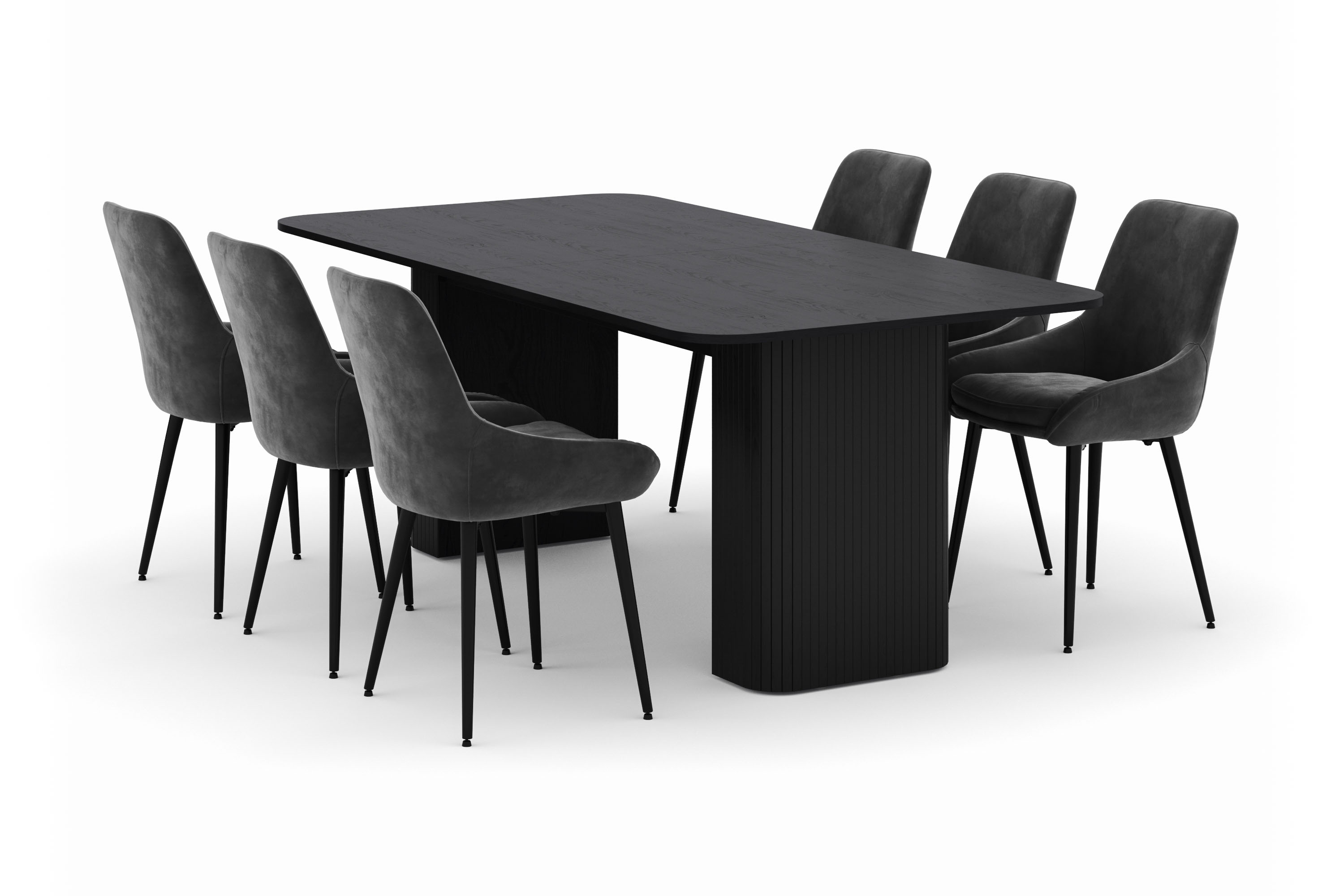 kopparbo matgrupp 200-206cm med 6 alsarp matstolar - svart