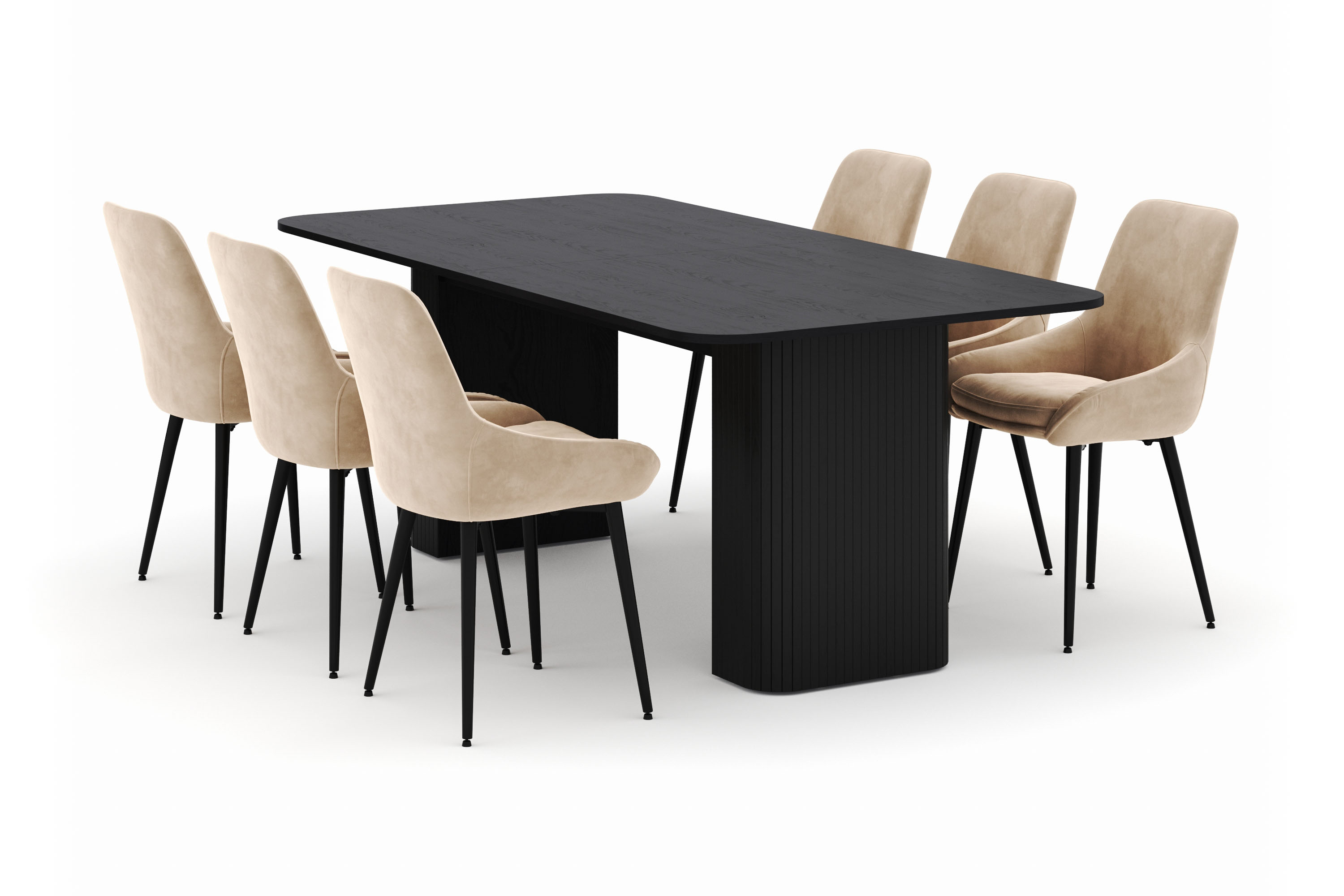 kopparbo matgrupp 200-206cm med 6 alsarp matstolar - svart