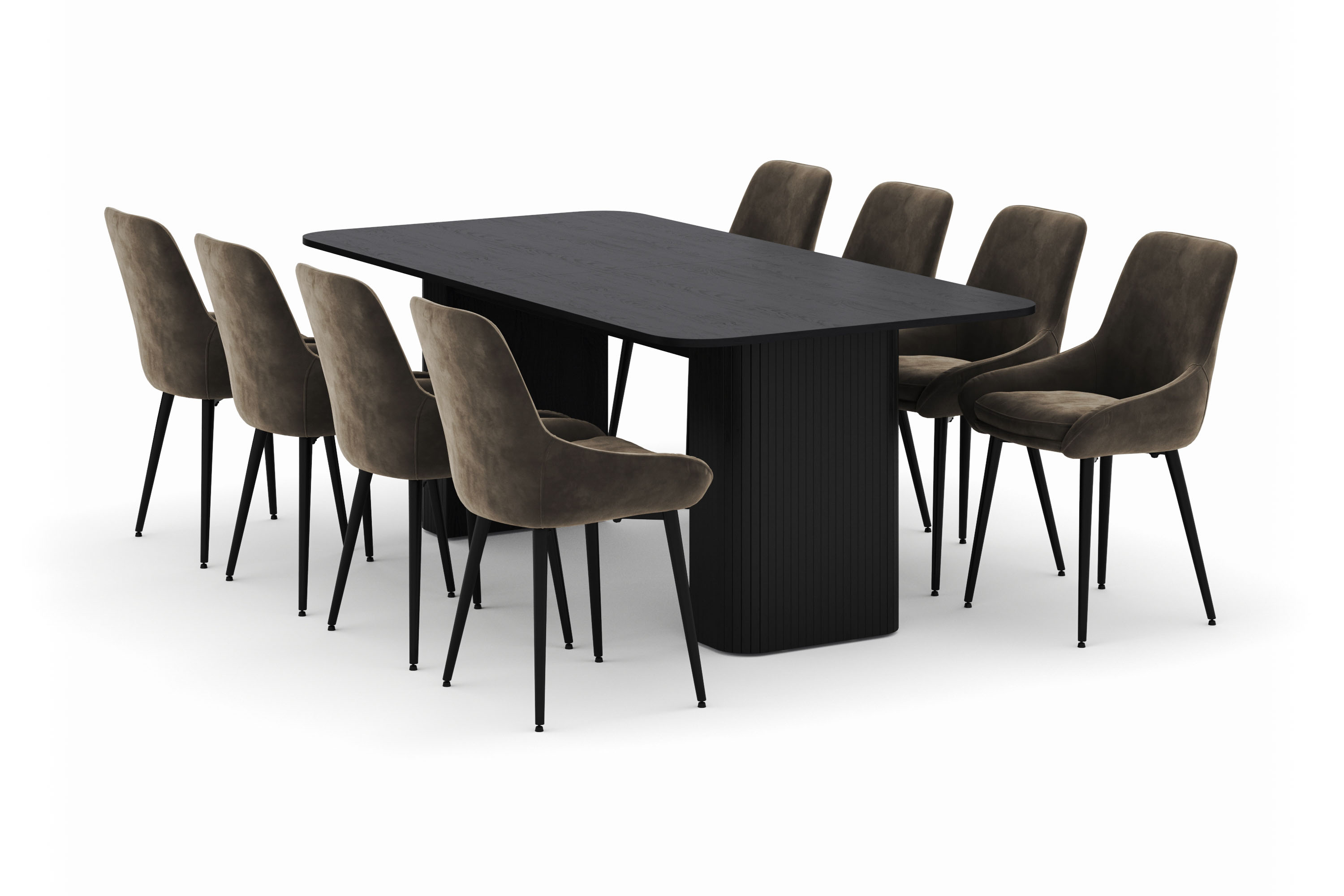 kopparbo matgrupp 200-206cm med 8 alsarp matstolar - svart