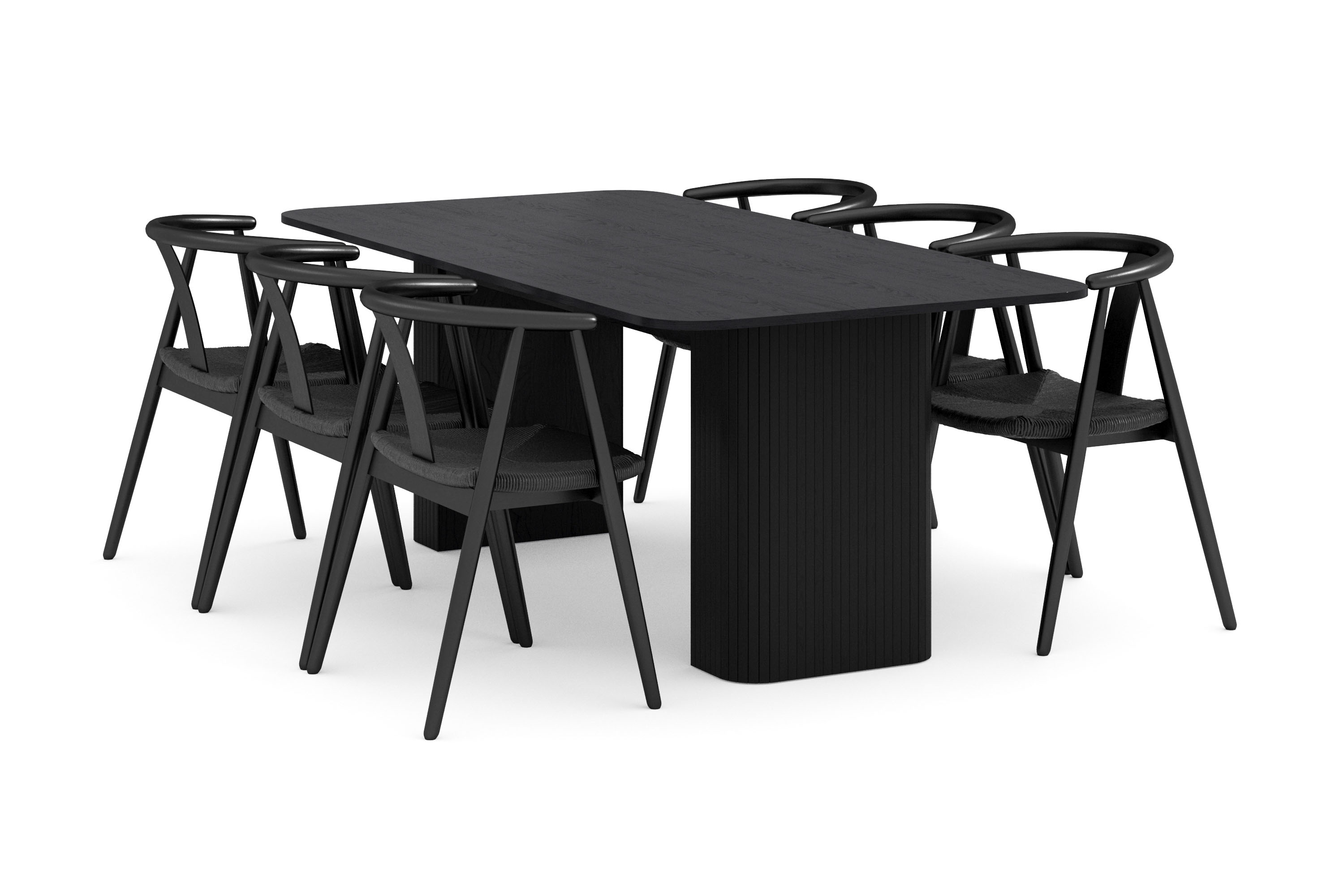 Kopparbo Matgrupp 200-260 cm Förlängningsbart med 6 Cytie Karmstolar Svart