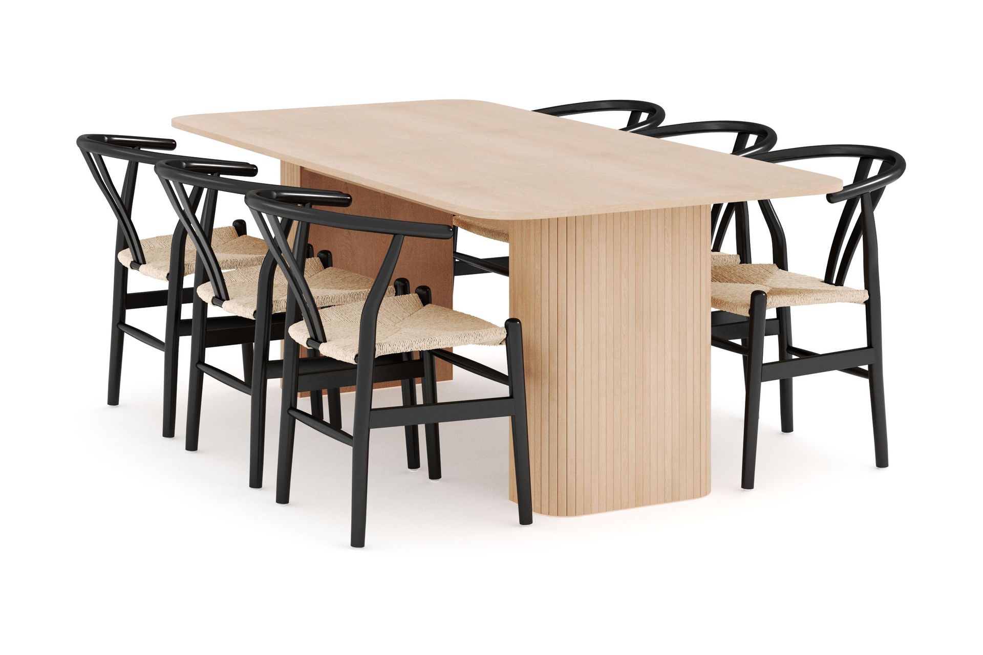 Kopparbo Matgrupp 200-260 cm F&ouml;rl&auml;ngningsbart med 6 Dastoori Matstolar - Whitewash