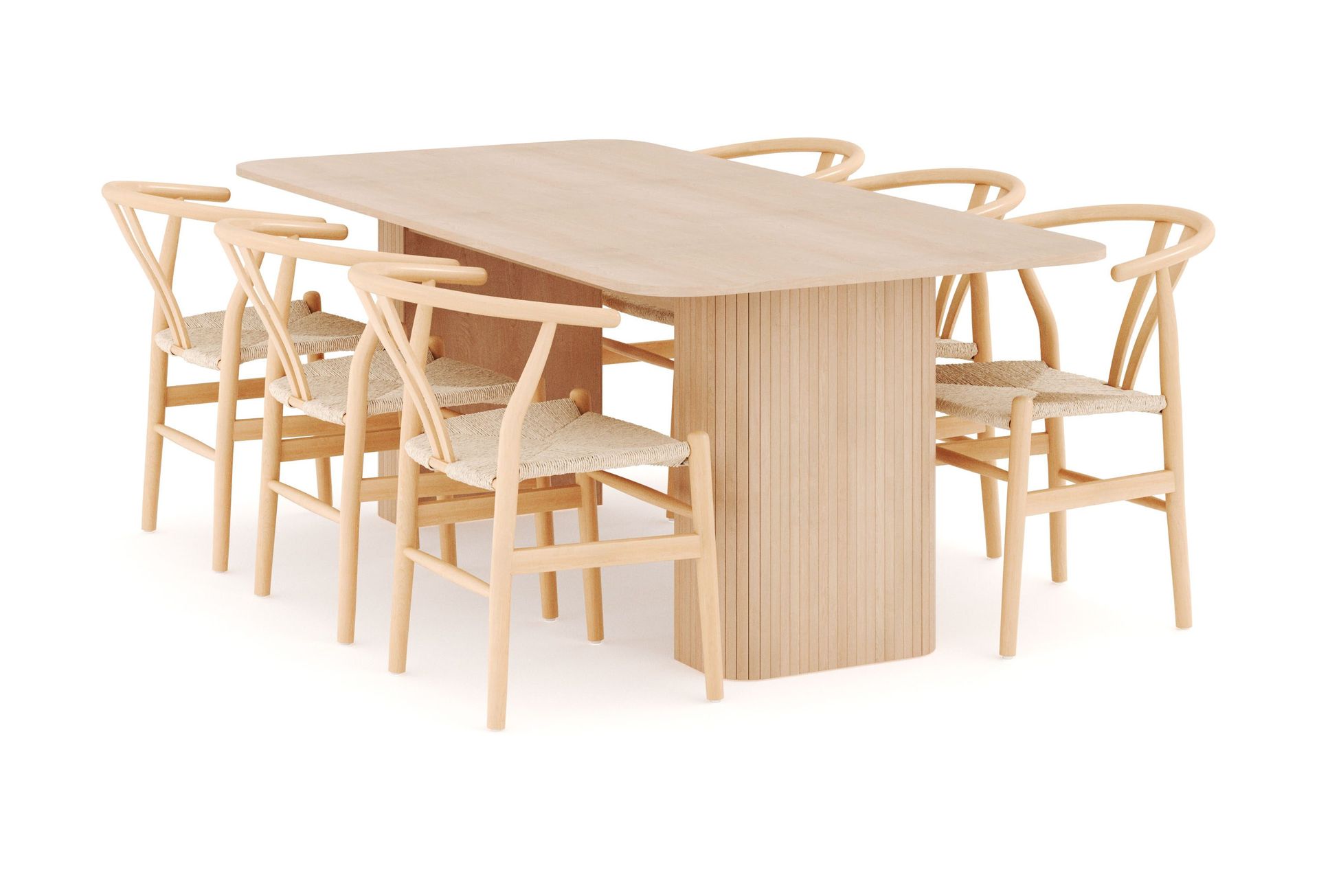 Kopparbo Matgrupp 200-260 cm F&ouml;rl&auml;ngningsbart med 6 Dastoori Matstolar - Whitewash