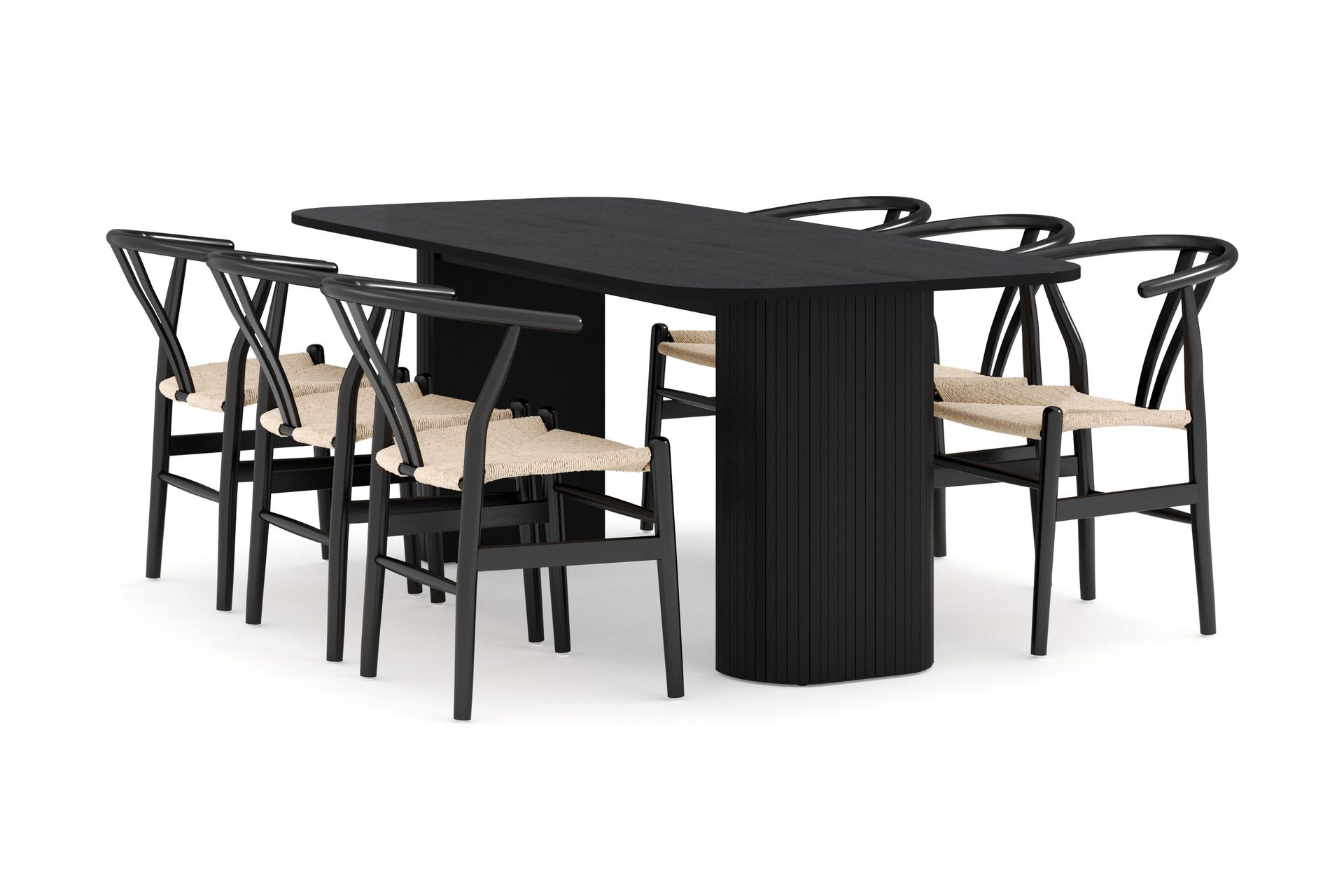 Kopparbo Matgrupp 200 cm med 6 Dastoori Matstol - 2220067-6,2223287-1 - Svart