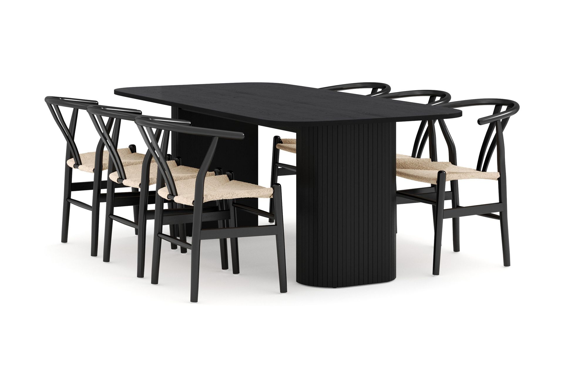 Kopparbo Matgrupp 200 cm med 6 Dastoori Matstol - 2220067-6,2229284-1 - Svart