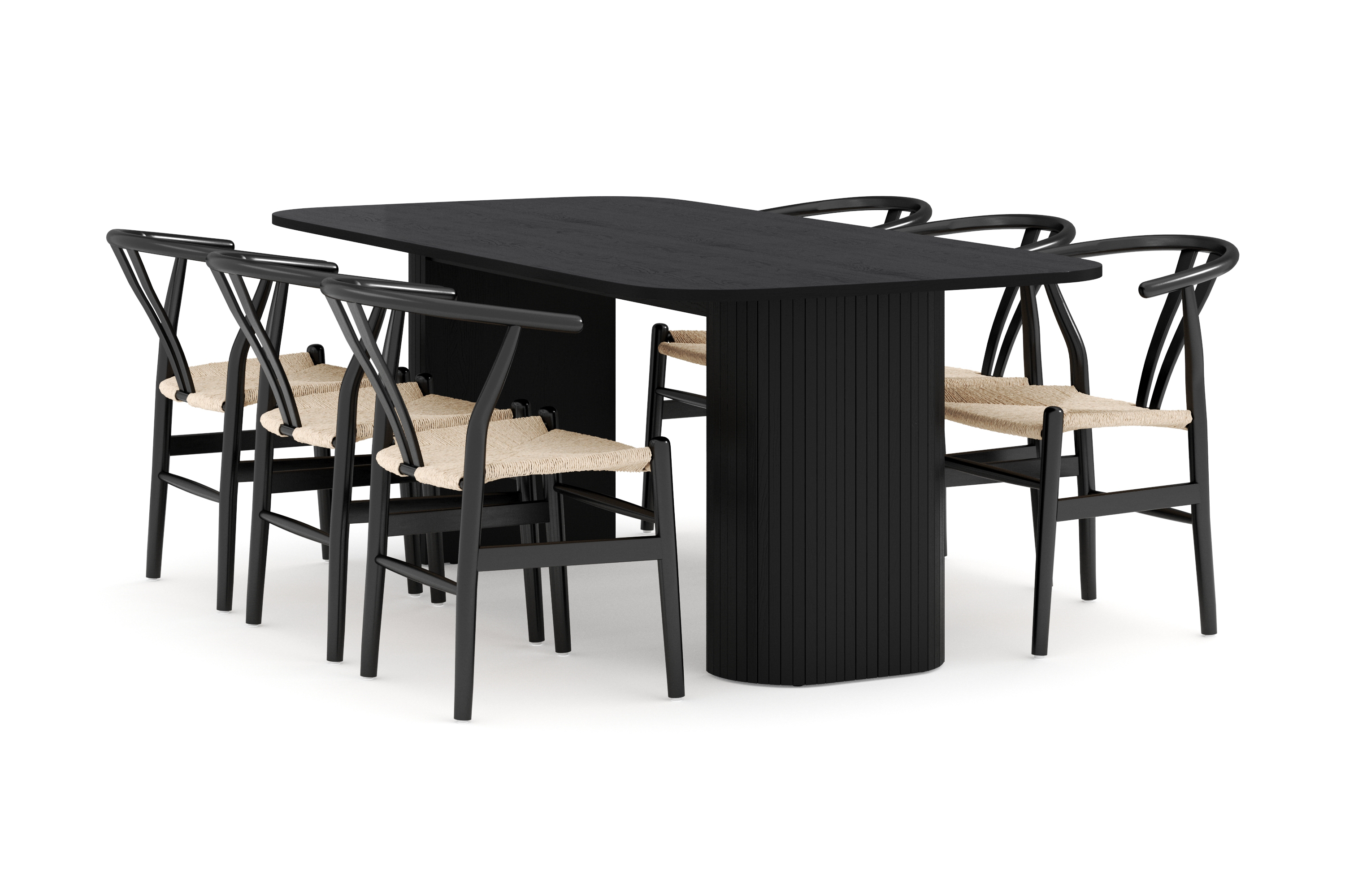 kopparbo matgrupp 200 cm med 6 dezuid matstol - svart