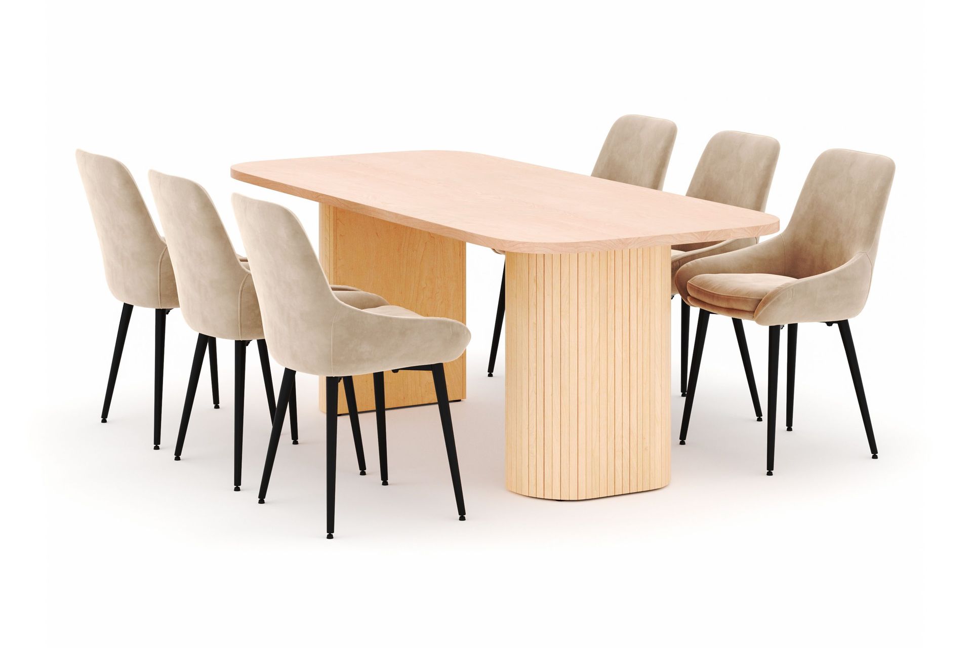 Kopparbo Matgrupp 200x90cm med 6 Alsarp Matstolar - Natural