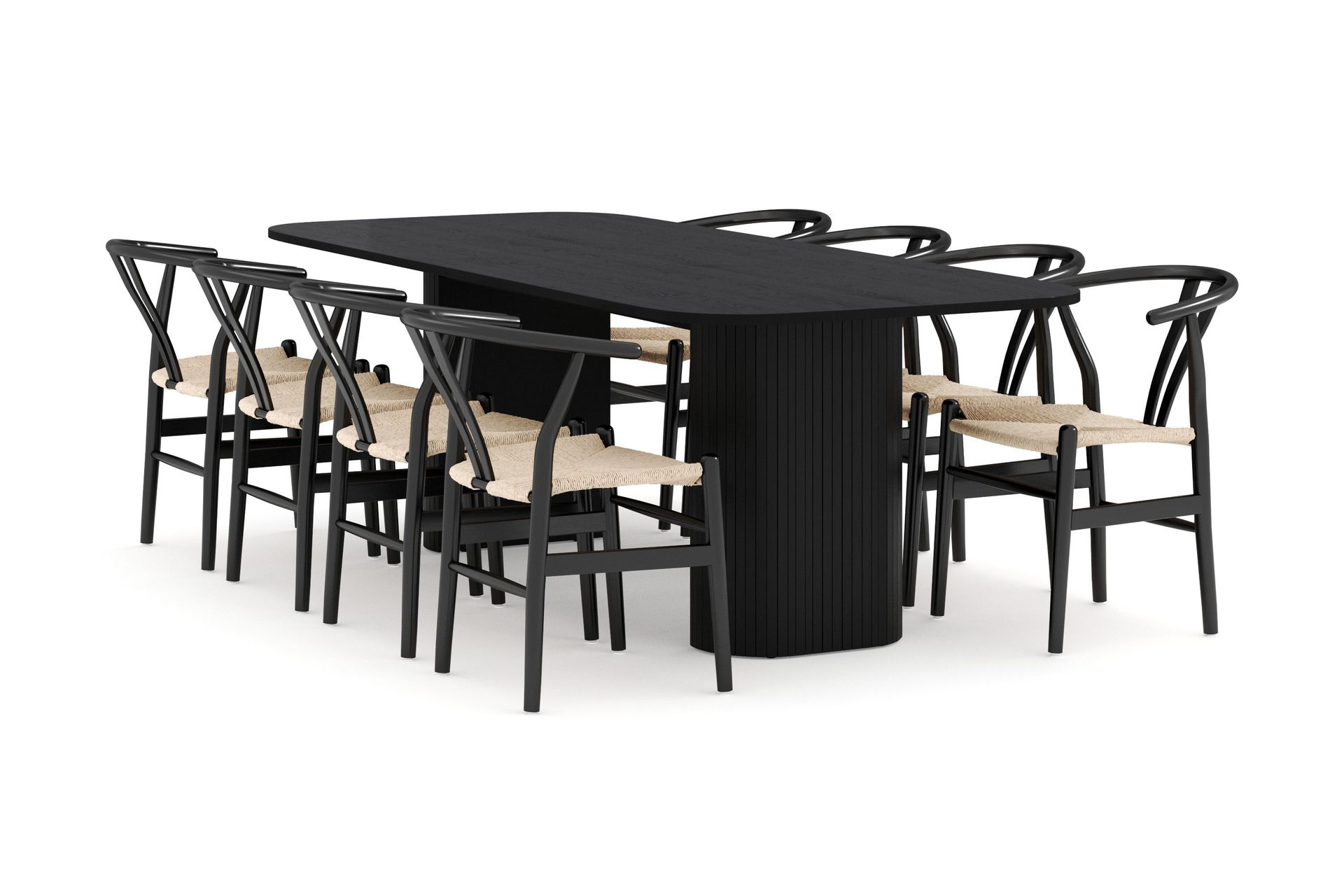 Kopparbo Matgrupp 240 cm med 8 Dastoori Matstolar - Svart