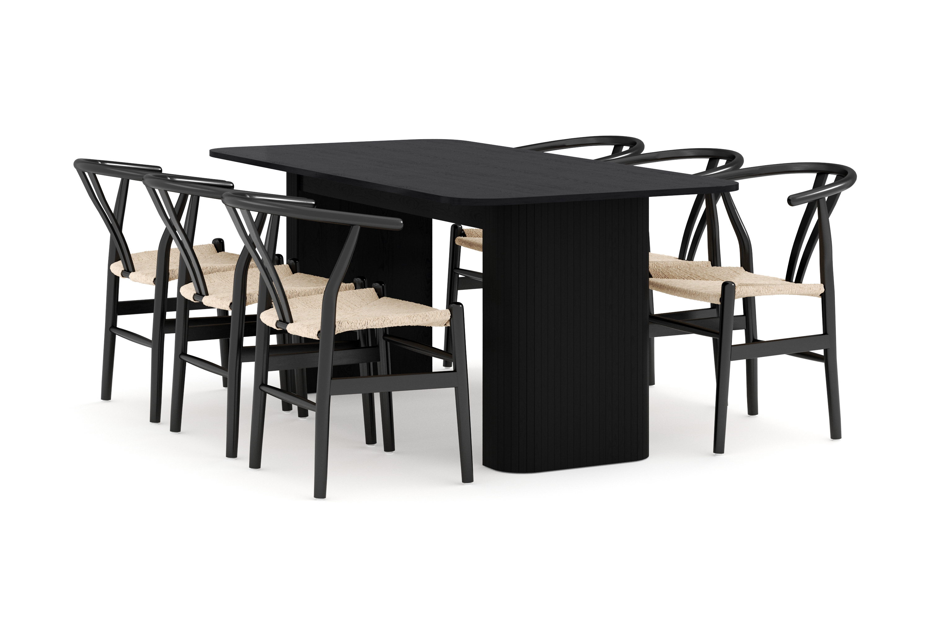 kopparbo matgrupp förlängningsbart 180-240 cm med 6 dezuid matstol - svart