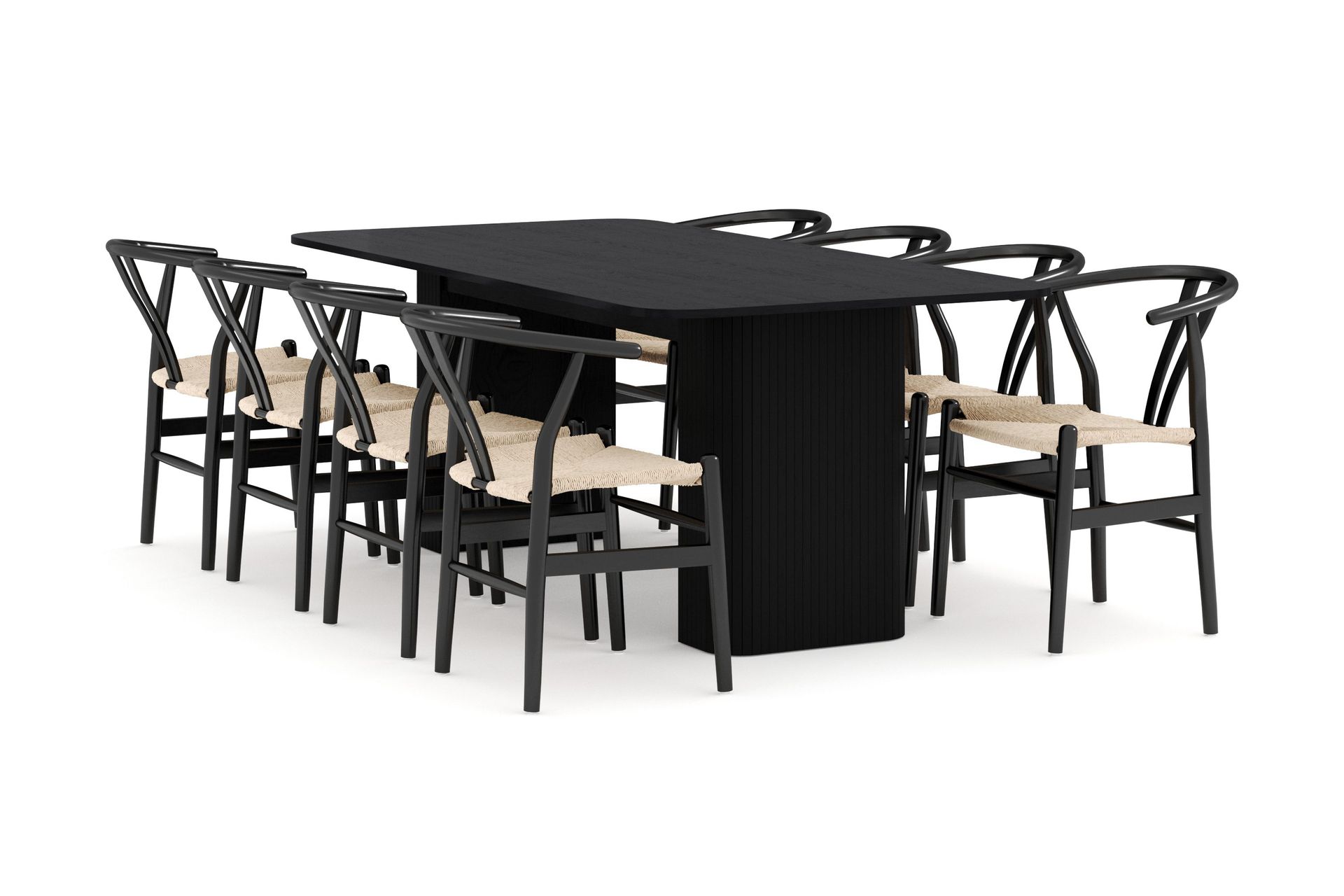 Kopparbo Matgrupp f&ouml;rl&auml;ngningsbart 200-260 cm med 8 Dastoori Matstol - 2220067-8,2229312-1 - Svart
