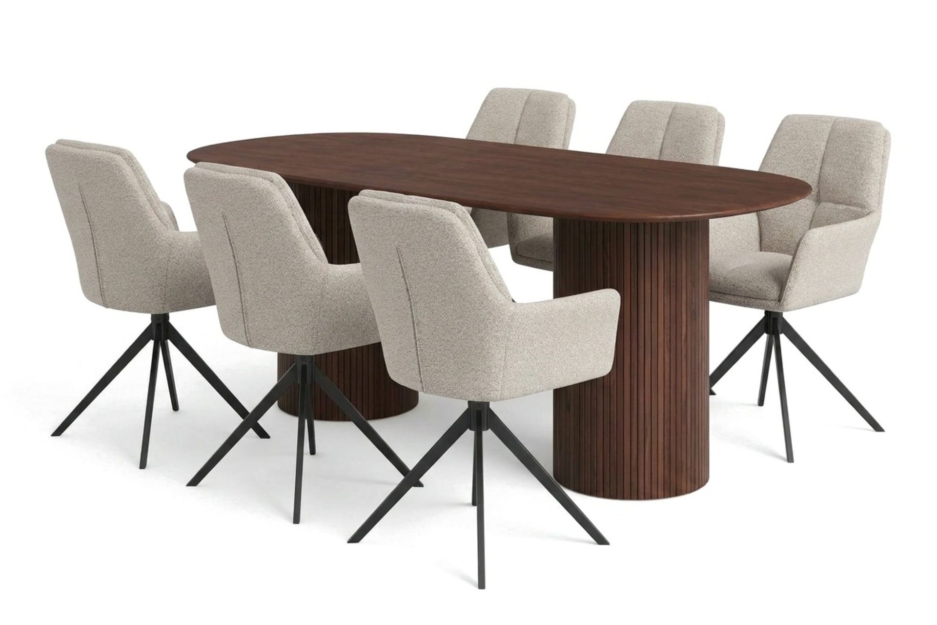 Kopparbo Matgrupp oval 180 cm Valn&ouml;t med 6 Torsby Matstolar - Valn&ouml;t