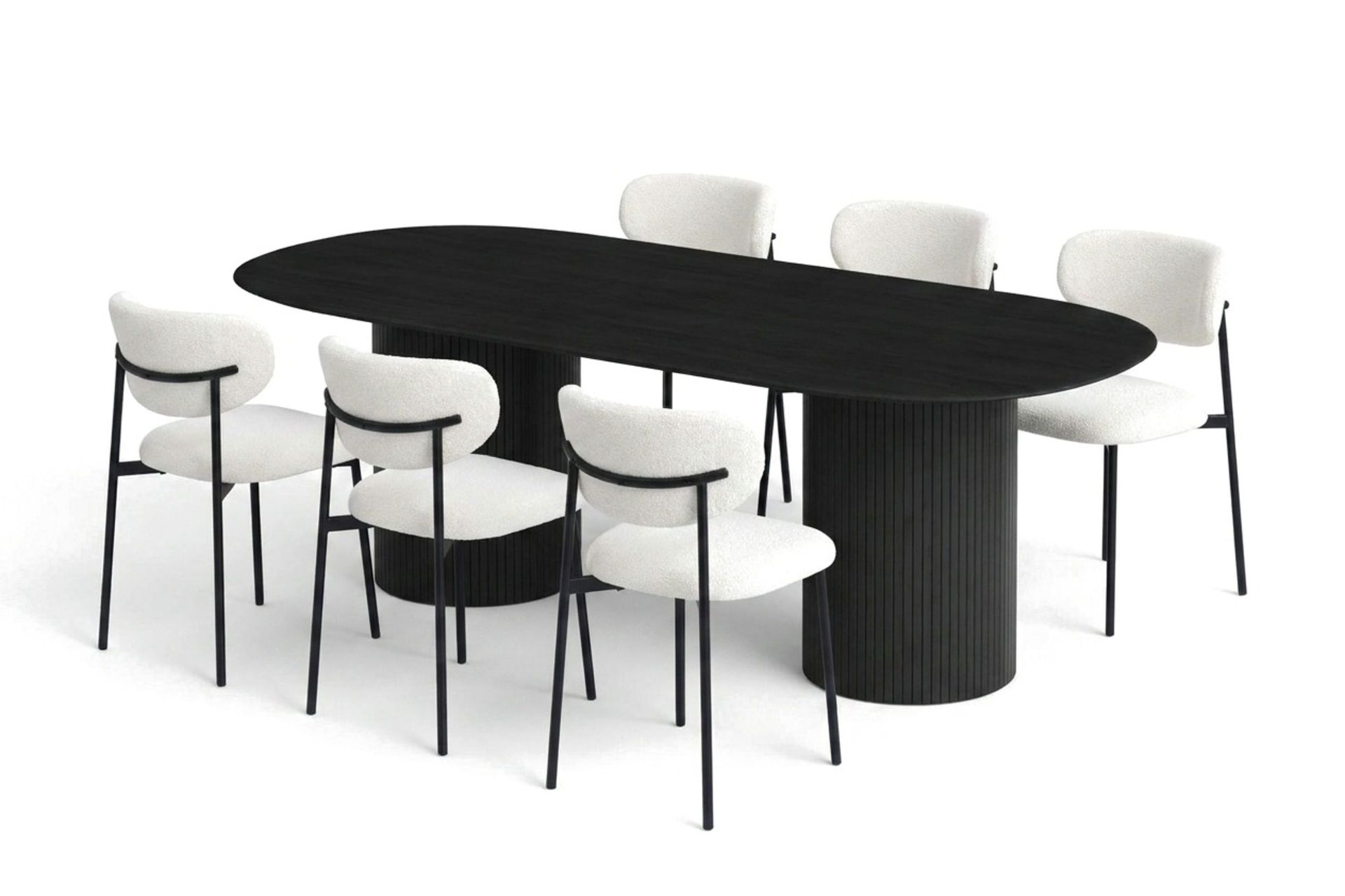 Kopparbo Matgrupp oval 220 cm Svart med 6 Lucy Matstolar - Svart