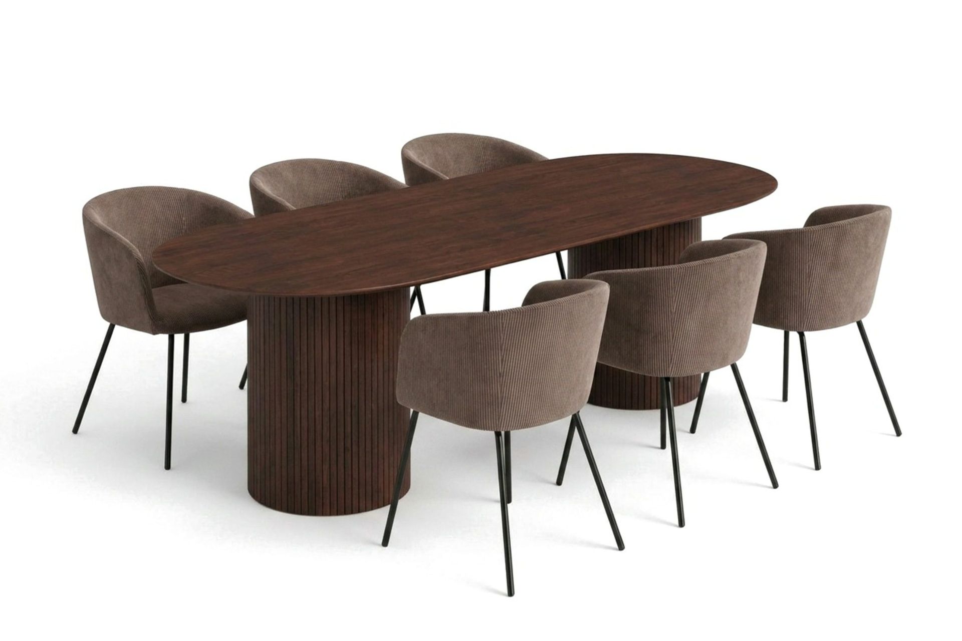 Kopparbo Matgrupp oval 220 cm Valn&ouml;t med 6 Berit Matstolar - Valn&ouml;t