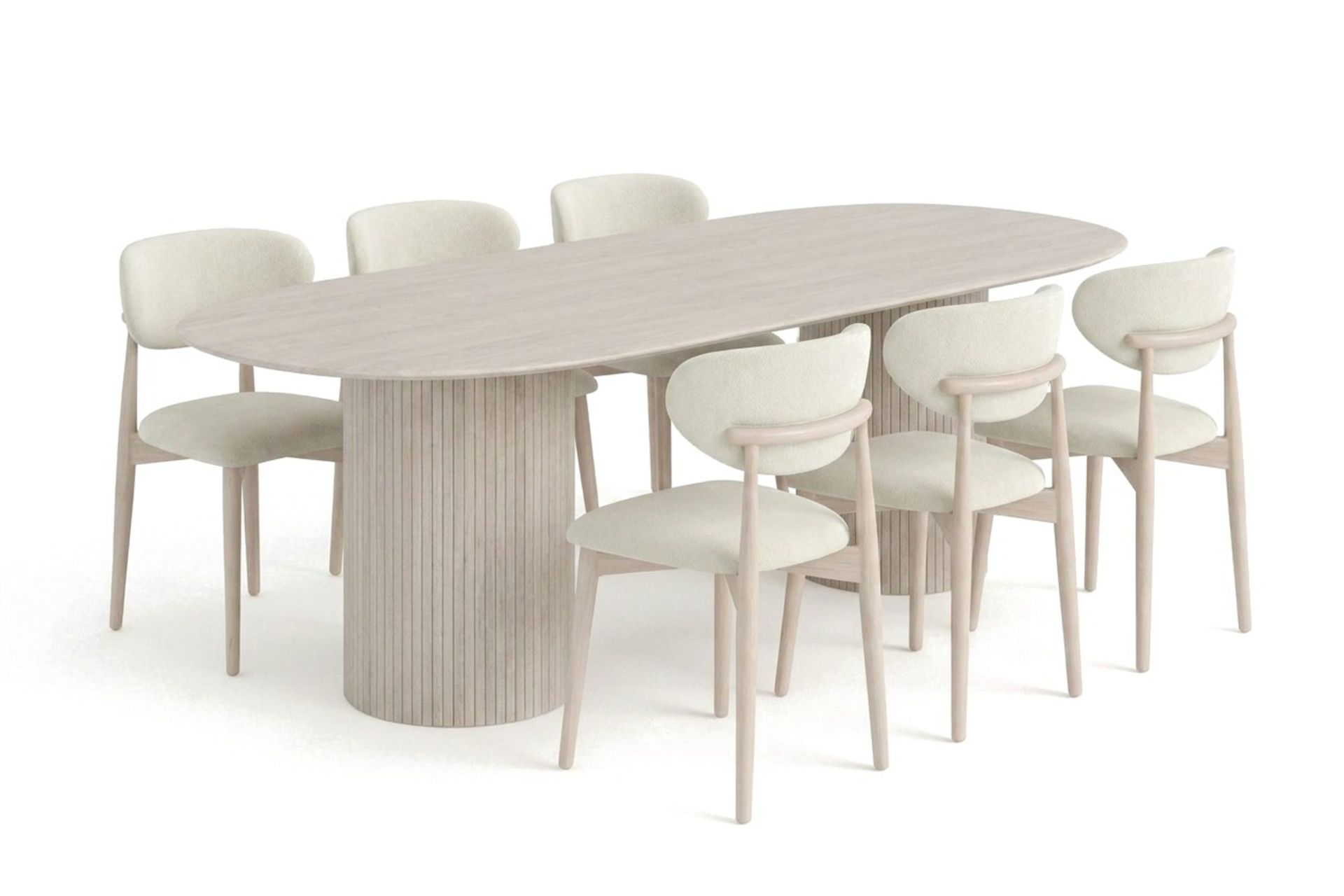 Kopparbo Matgrupp oval 220 cm Vitlaserad med 6 Molly Matstolar - Vitlaserad