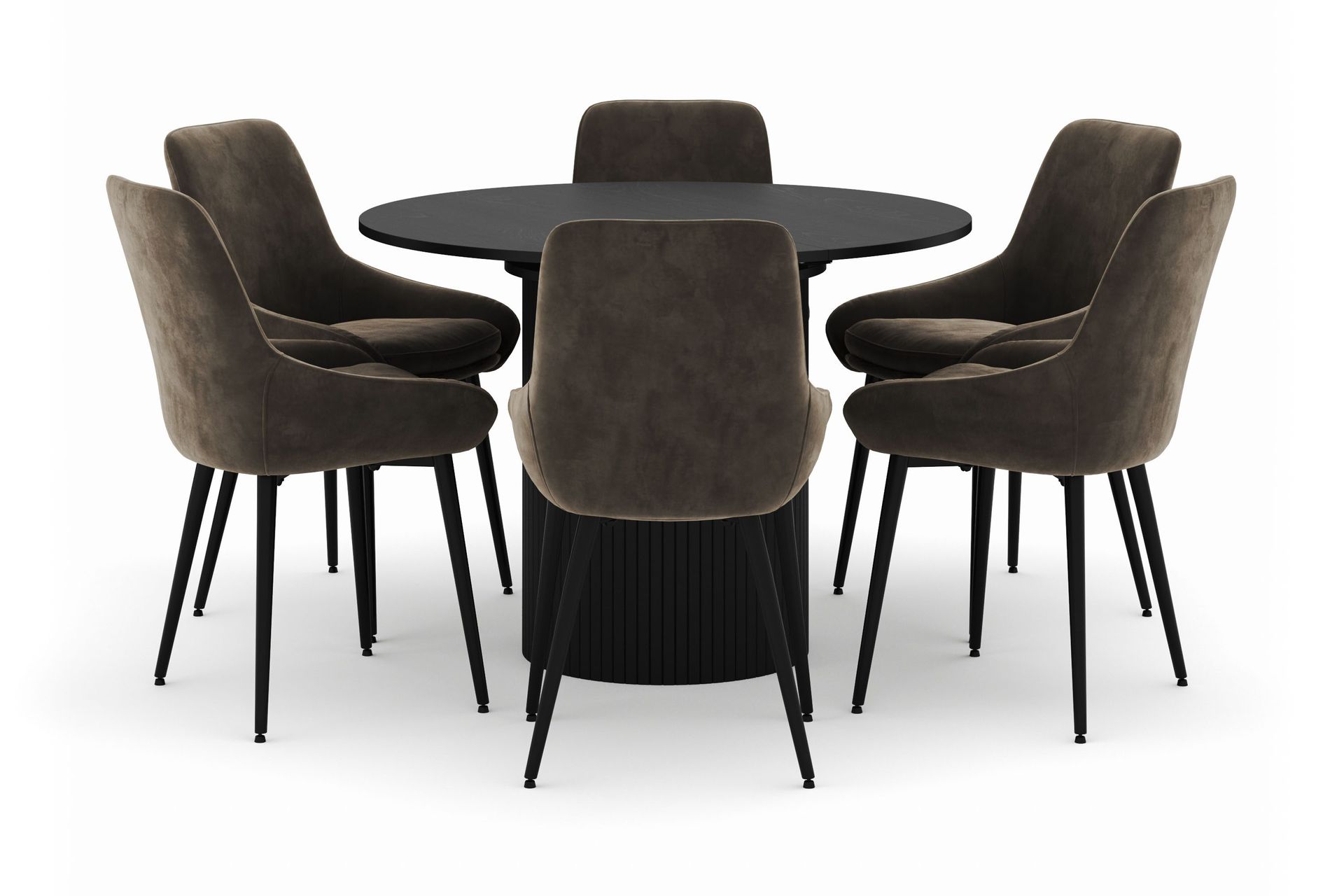 Kopparbo Rund Matgrupp 106-156cm med 6 Alsarp Matstolar - Svart