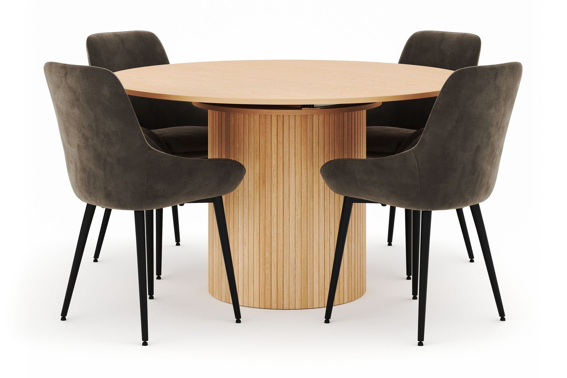 Kopparbo Rund Matgrupp 130-150 cm 4 Alsarp Matstolar - Natural