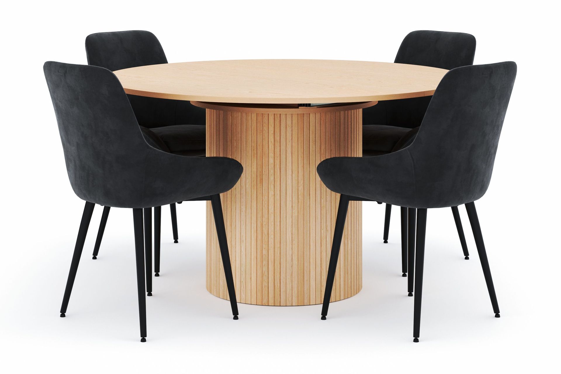 Kopparbo Rund Matgrupp 130-150 cm 4 Alsarp Matstolar - Natural