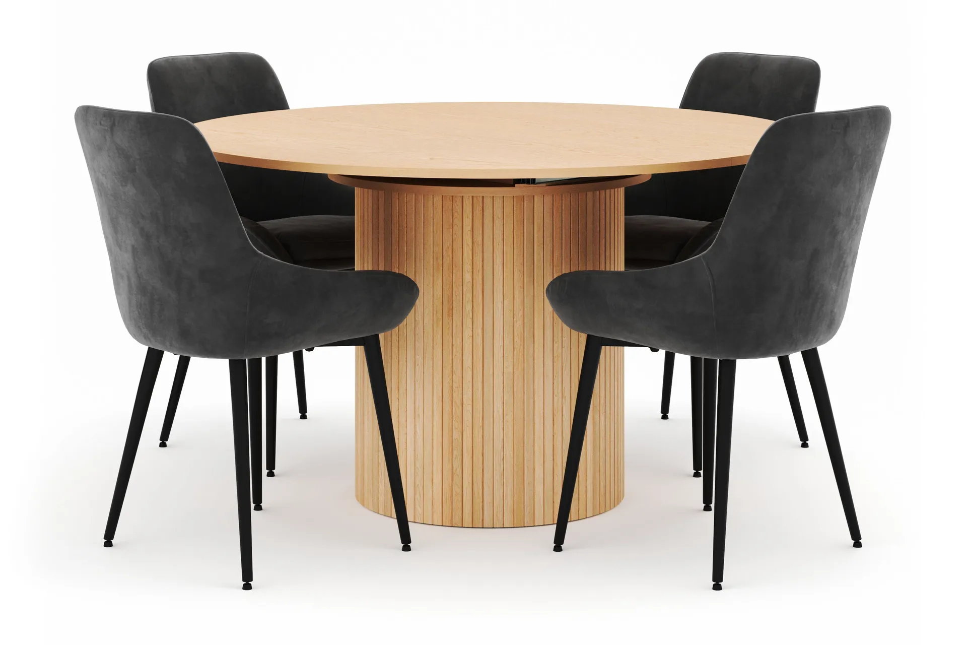 kopparbo rund matgrupp 130-150 cm 4 alsarp matstolar - natural