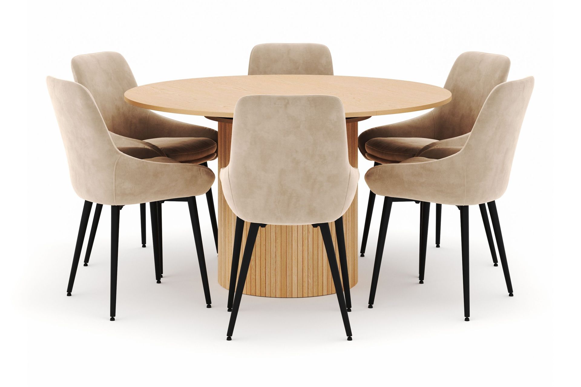 Kopparbo Rund Matgrupp 130-150 cm 6 Alsarp Matstolar - Natural