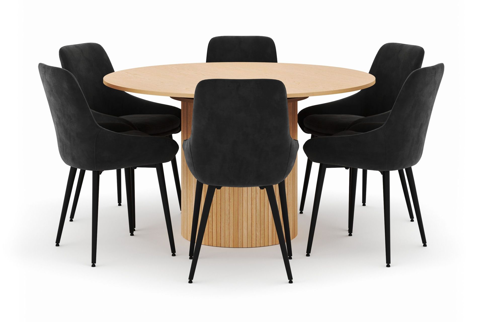 Kopparbo Rund Matgrupp 130-150 cm 6 Alsarp Matstolar - Natural