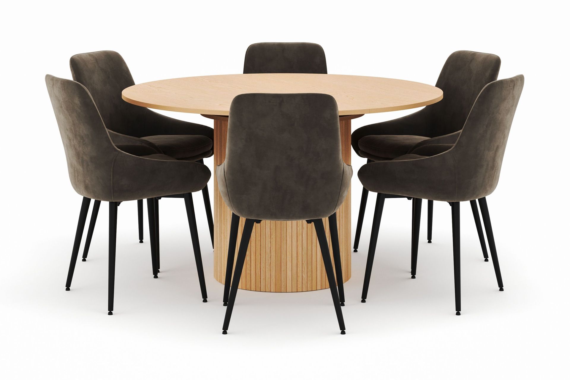 Kopparbo Rund Matgrupp 130-150 cm 6 Alsarp Matstolar - Natural