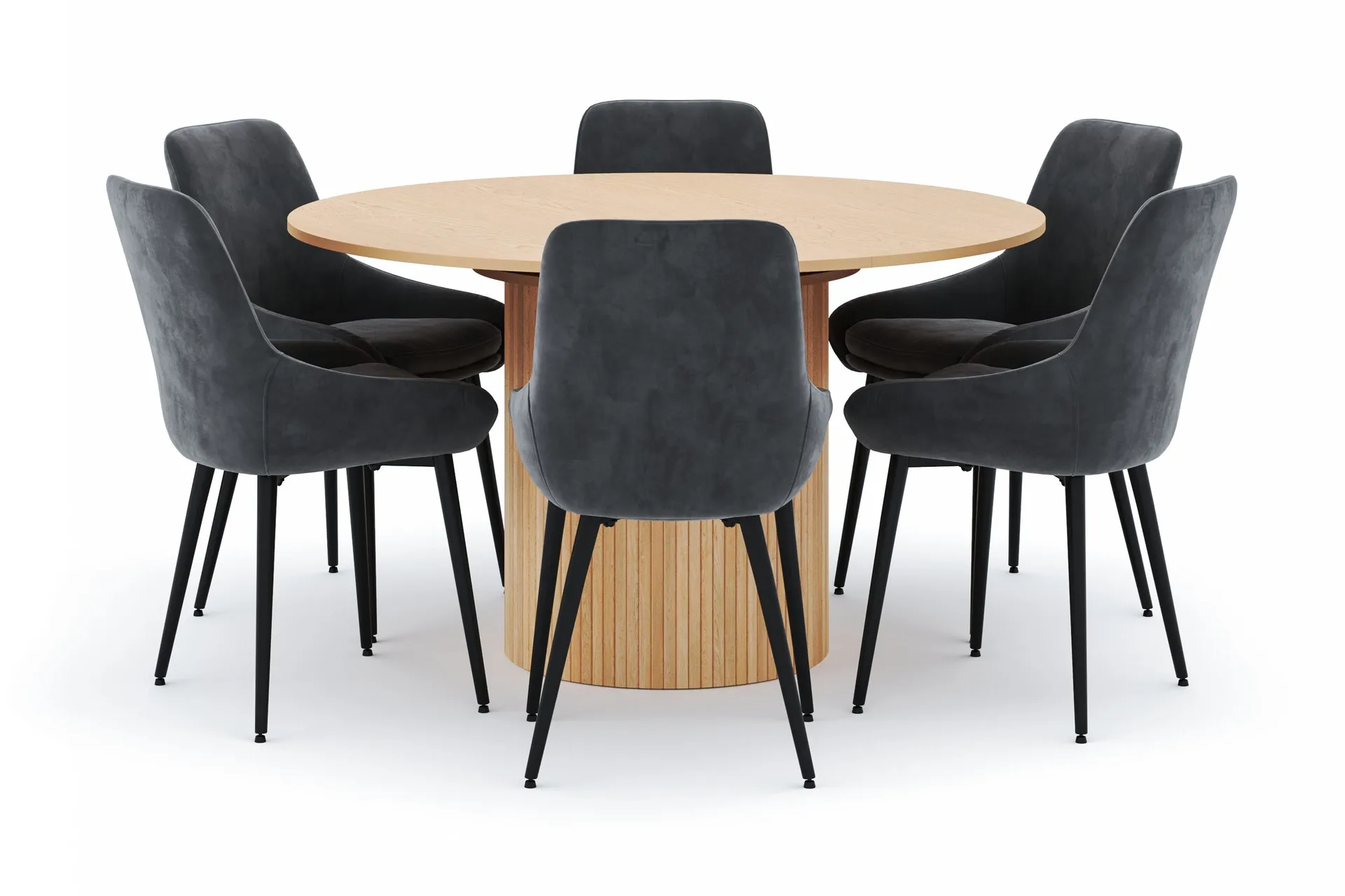 Kopparbo Rund Matgrupp 130-150 cm 6 Alsarp Matstolar - Natural