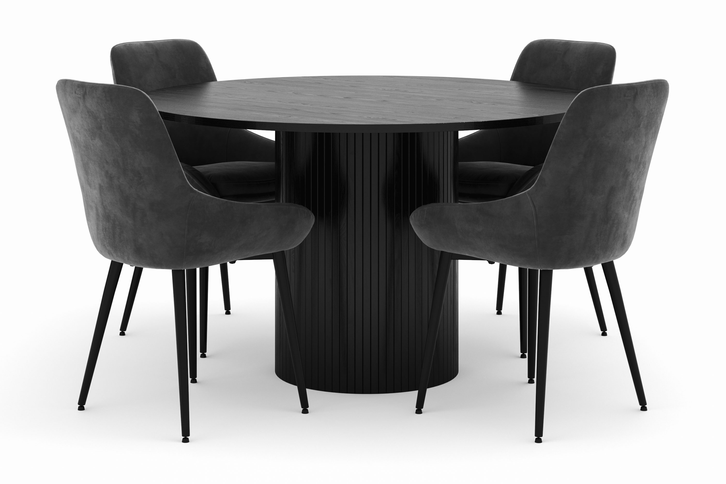 kopparbo rund matgrupp 130 cm 4 alsarp matstolar - svart