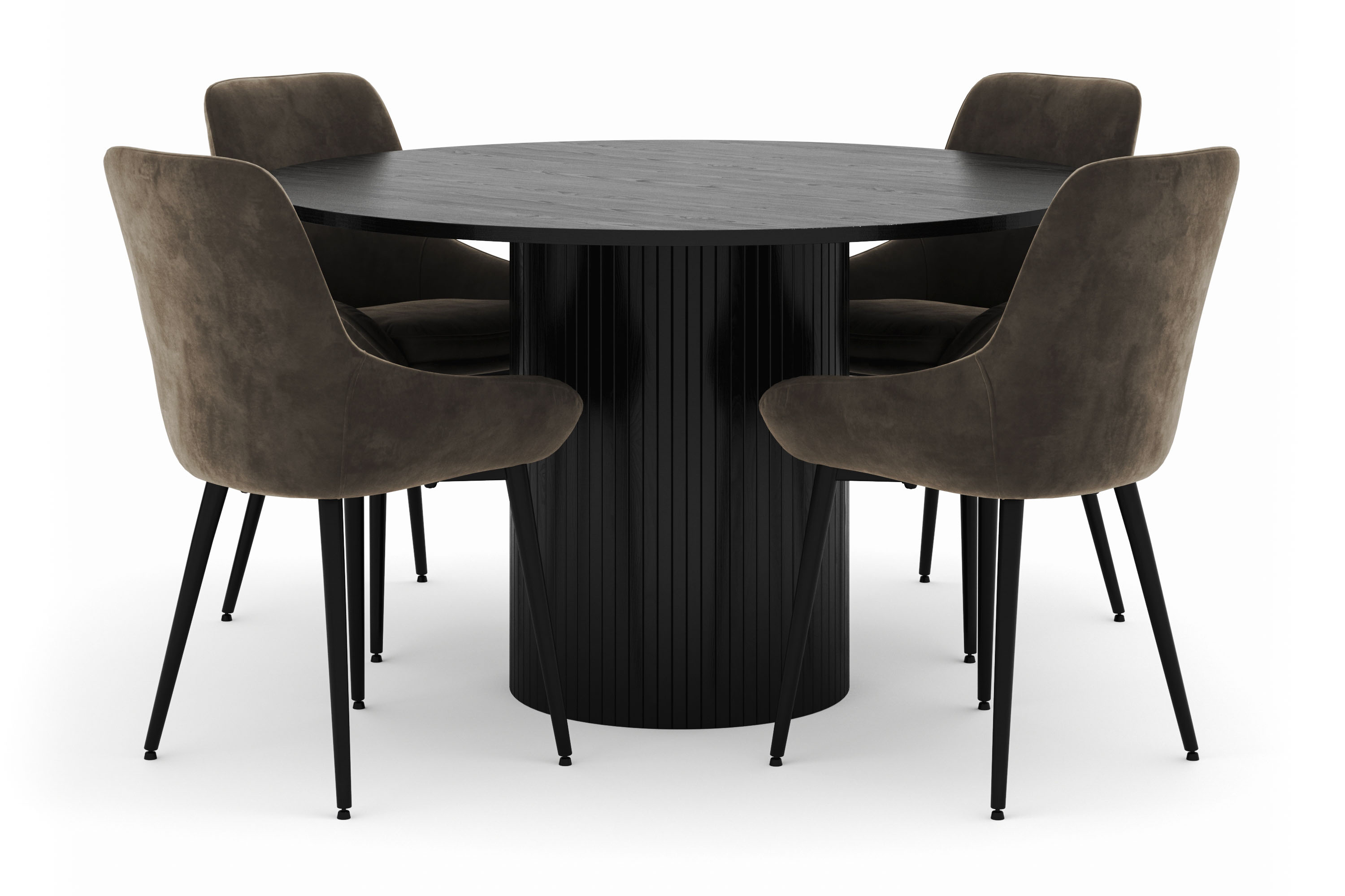 kopparbo rund matgrupp 130 cm 4 alsarp matstolar - svart