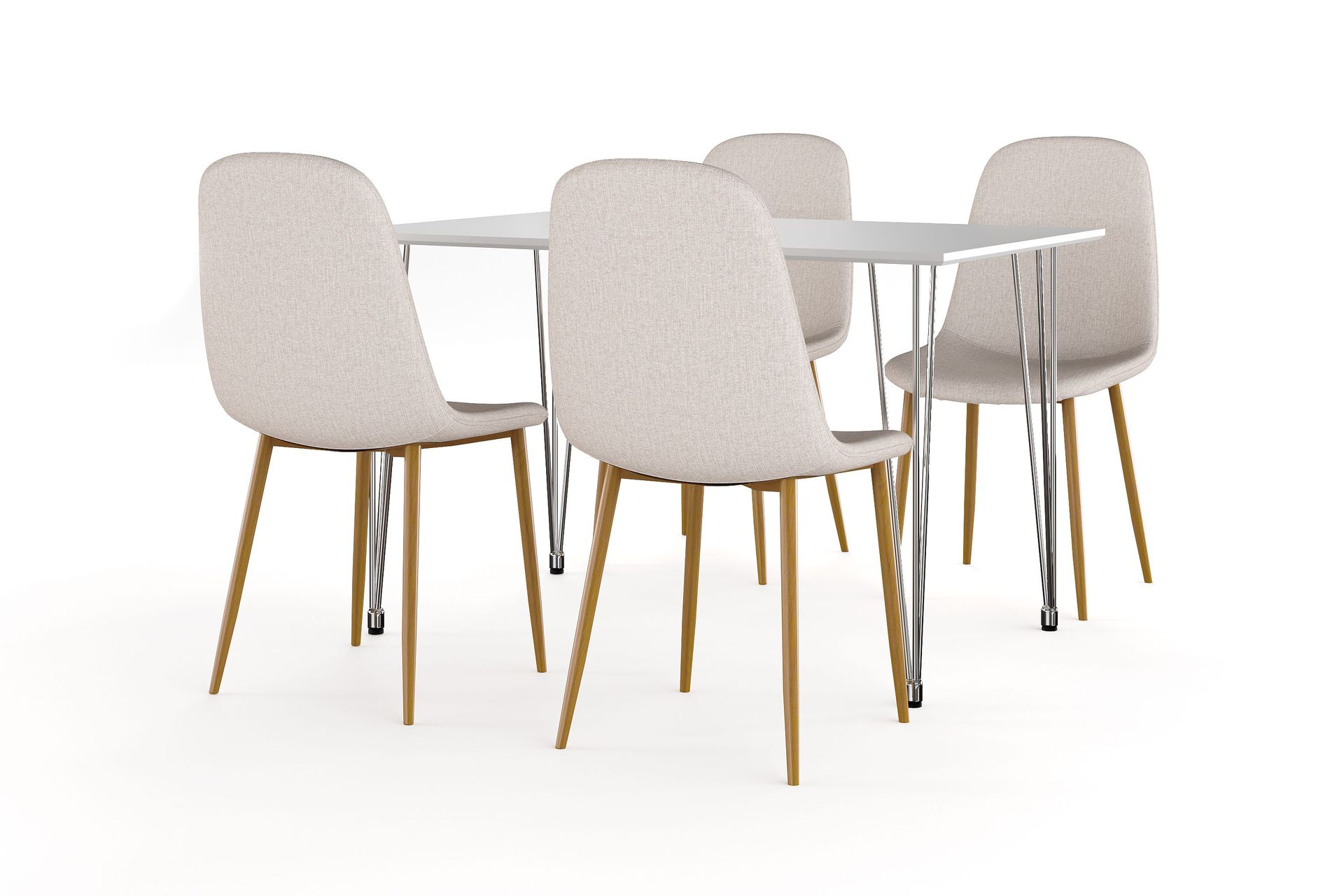 Kronblom Matbord 120 cm +  4 st Nibe stol beige med ek ben - Vit/Beige